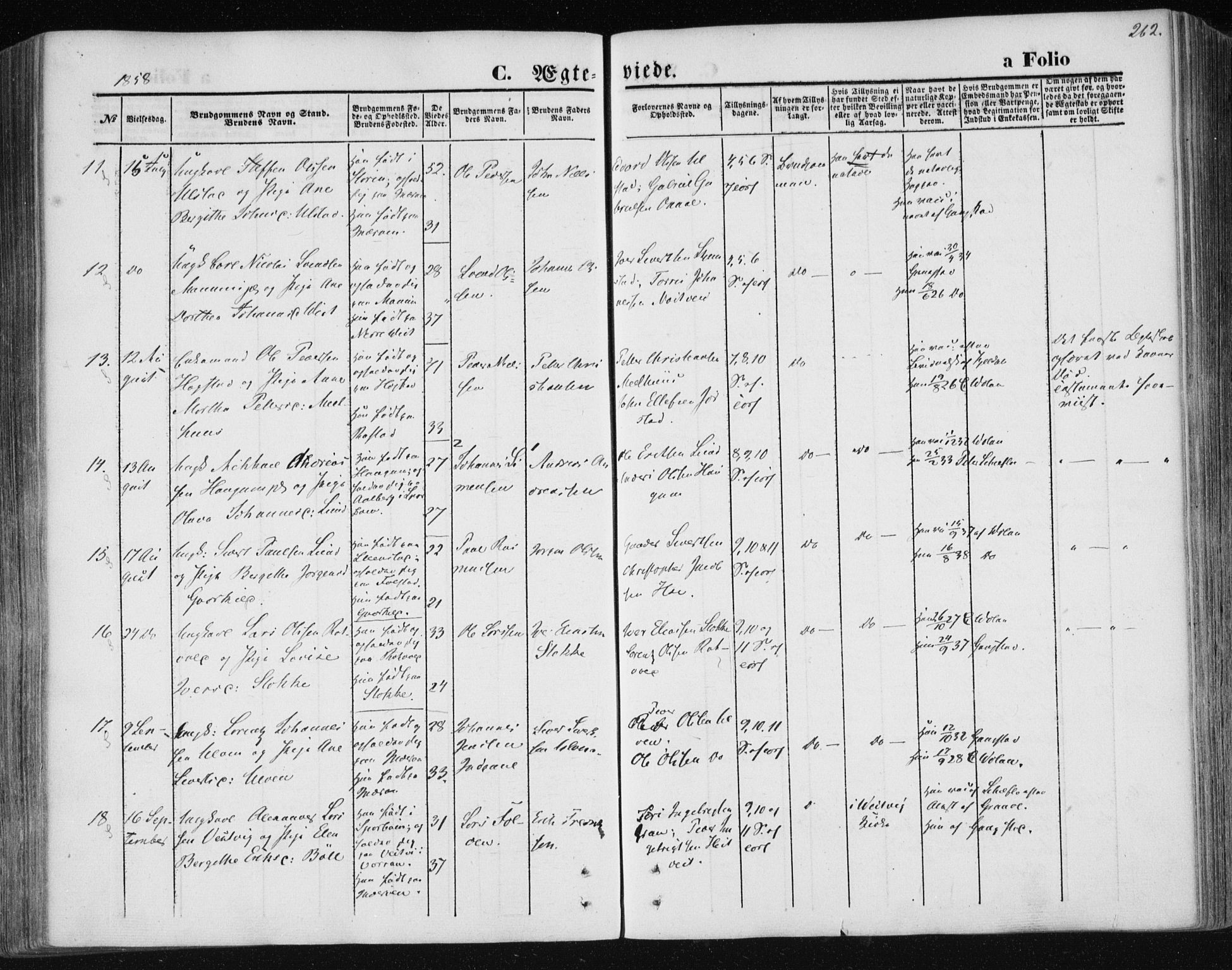 Ministerialprotokoller, klokkerbøker og fødselsregistre - Nord-Trøndelag, AV/SAT-A-1458/730/L0283: Parish register (official) no. 730A08, 1855-1865, p. 262