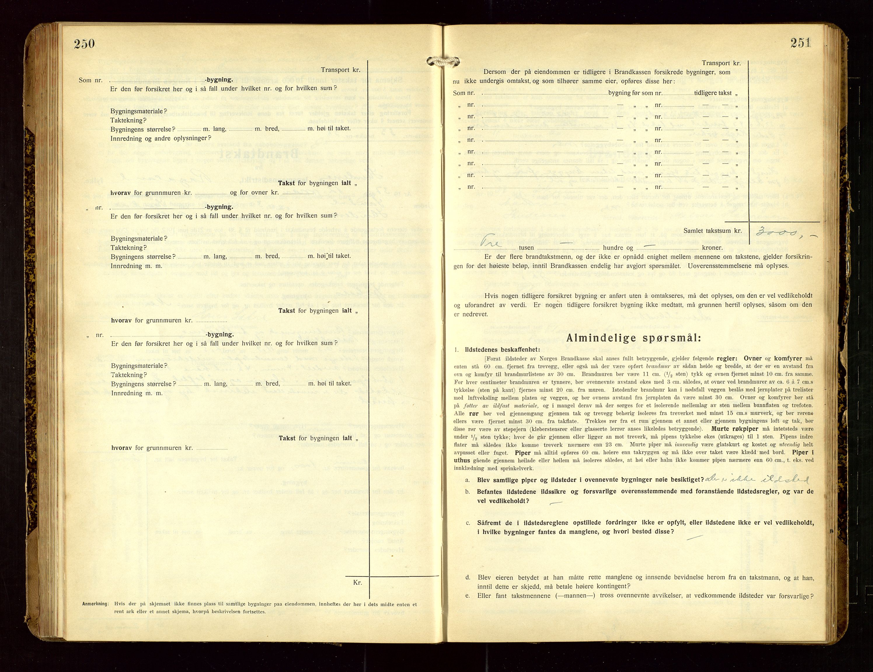 Skudenes lensmannskontor, SAST/A-100444/Gob/L0002: "Brandtakstprotokoll", 1925-1952, p. 250-251