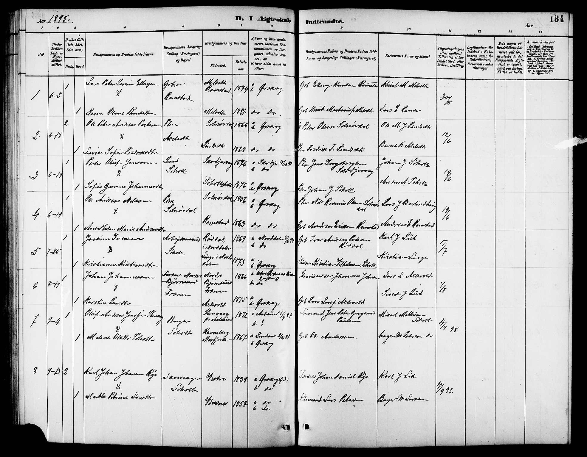 Ministerialprotokoller, klokkerbøker og fødselsregistre - Møre og Romsdal, AV/SAT-A-1454/522/L0327: Parish register (copy) no. 522C06, 1890-1915, p. 134