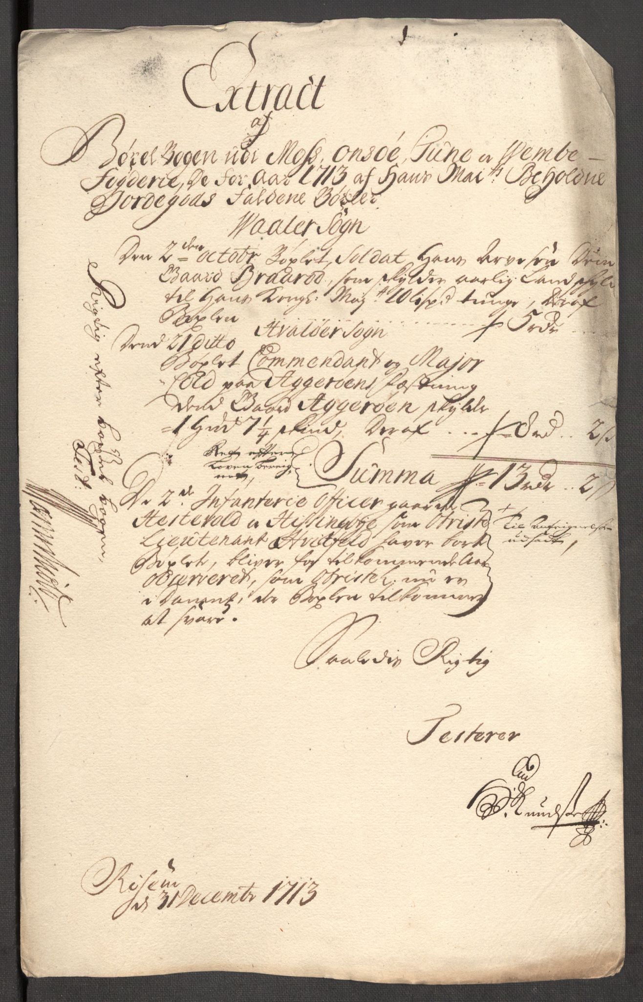 Rentekammeret inntil 1814, Reviderte regnskaper, Fogderegnskap, AV/RA-EA-4092/R04/L0138: Fogderegnskap Moss, Onsøy, Tune, Veme og Åbygge, 1713-1714, p. 190