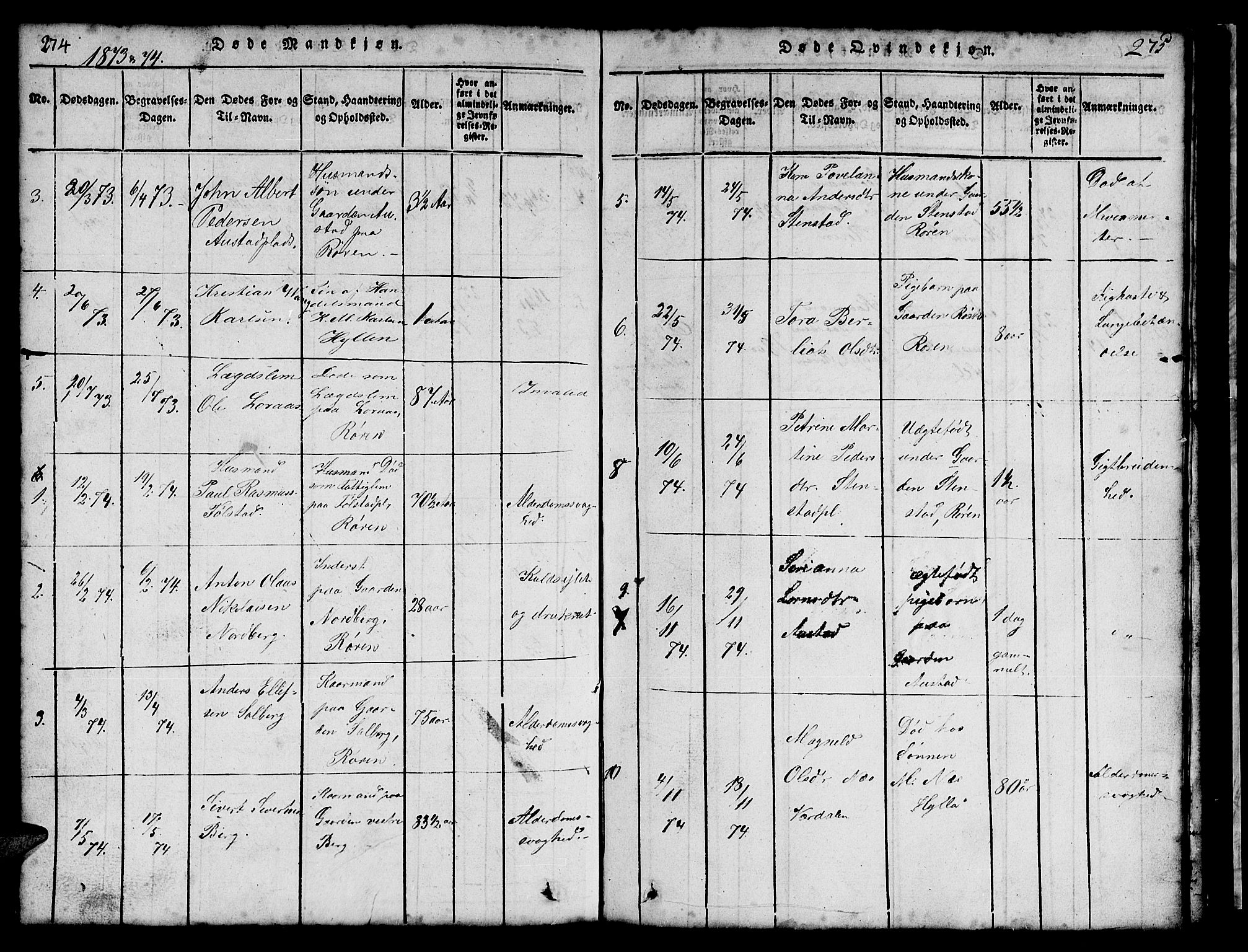 Ministerialprotokoller, klokkerbøker og fødselsregistre - Nord-Trøndelag, SAT/A-1458/731/L0310: Parish register (copy) no. 731C01, 1816-1874, p. 274-275