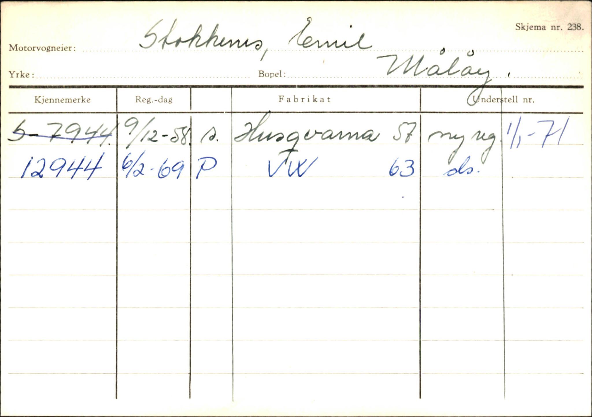 Statens vegvesen, Sogn og Fjordane vegkontor, SAB/A-5301/4/F/L0145: Registerkort Vågsøy S-Å. Årdal I-P, 1945-1975, p. 264