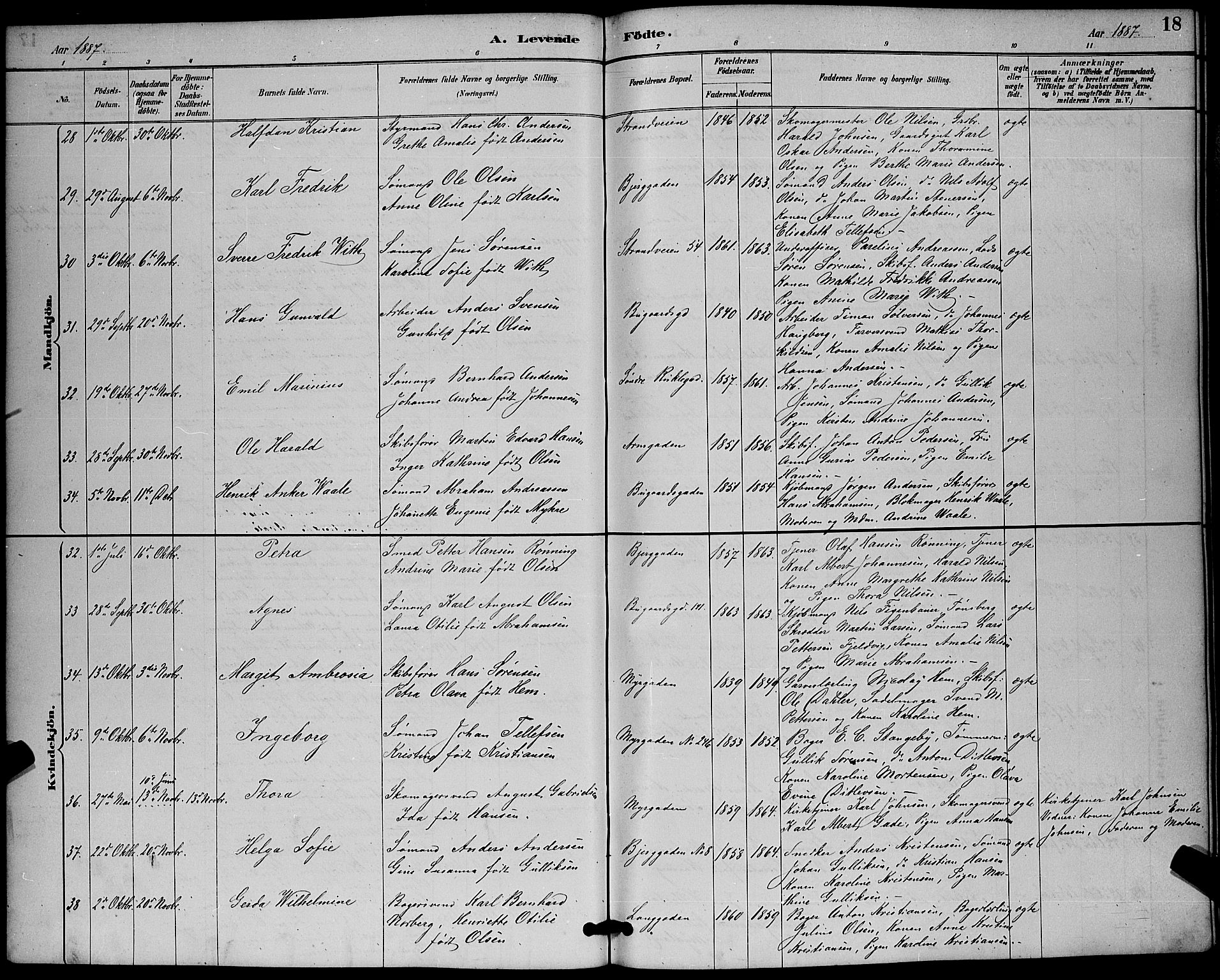 Sandefjord kirkebøker, AV/SAKO-A-315/G/Ga/L0001: Parish register (copy) no. 1, 1885-1903, p. 18
