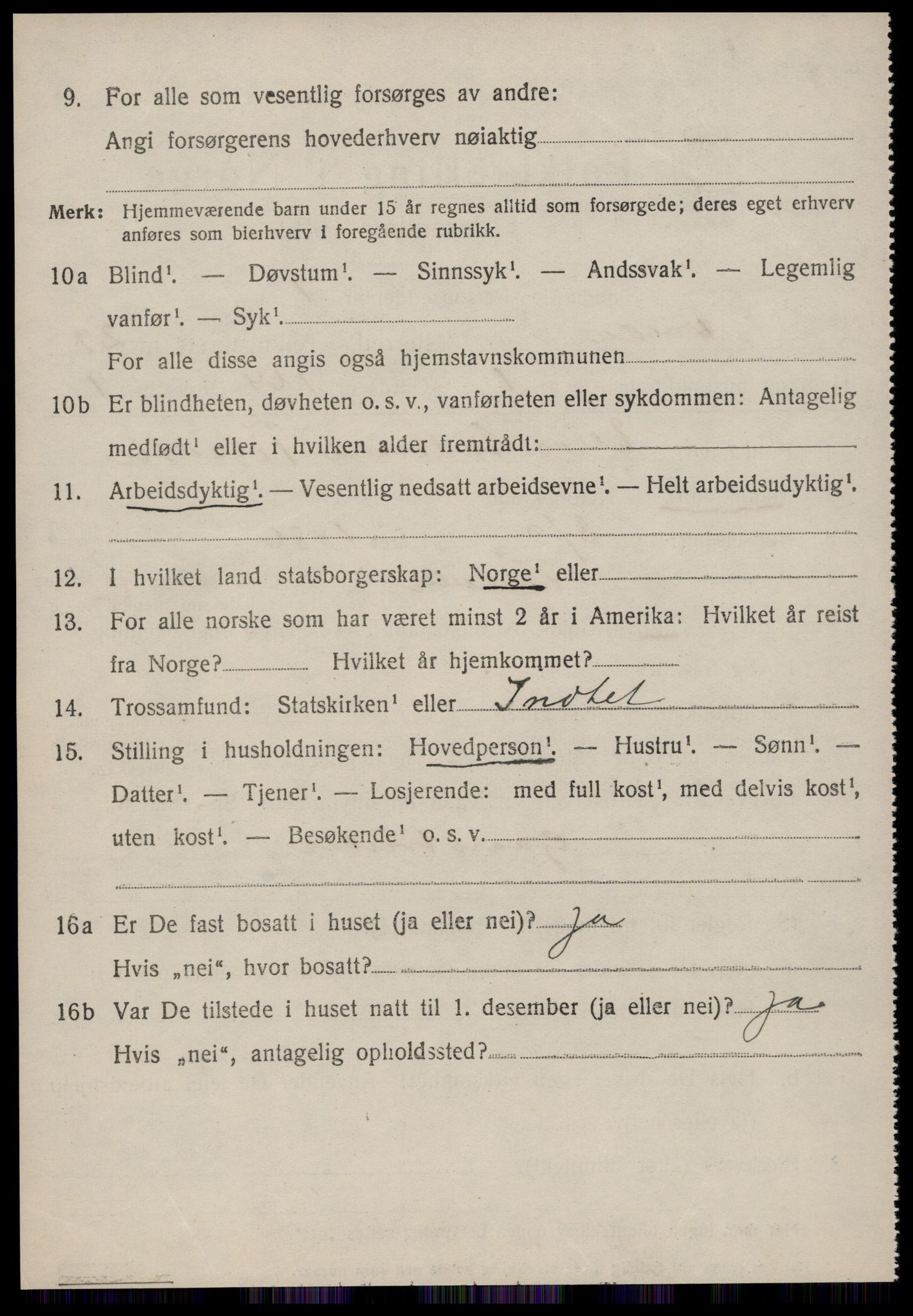 SAT, 1920 census for Volda, 1920, p. 13261