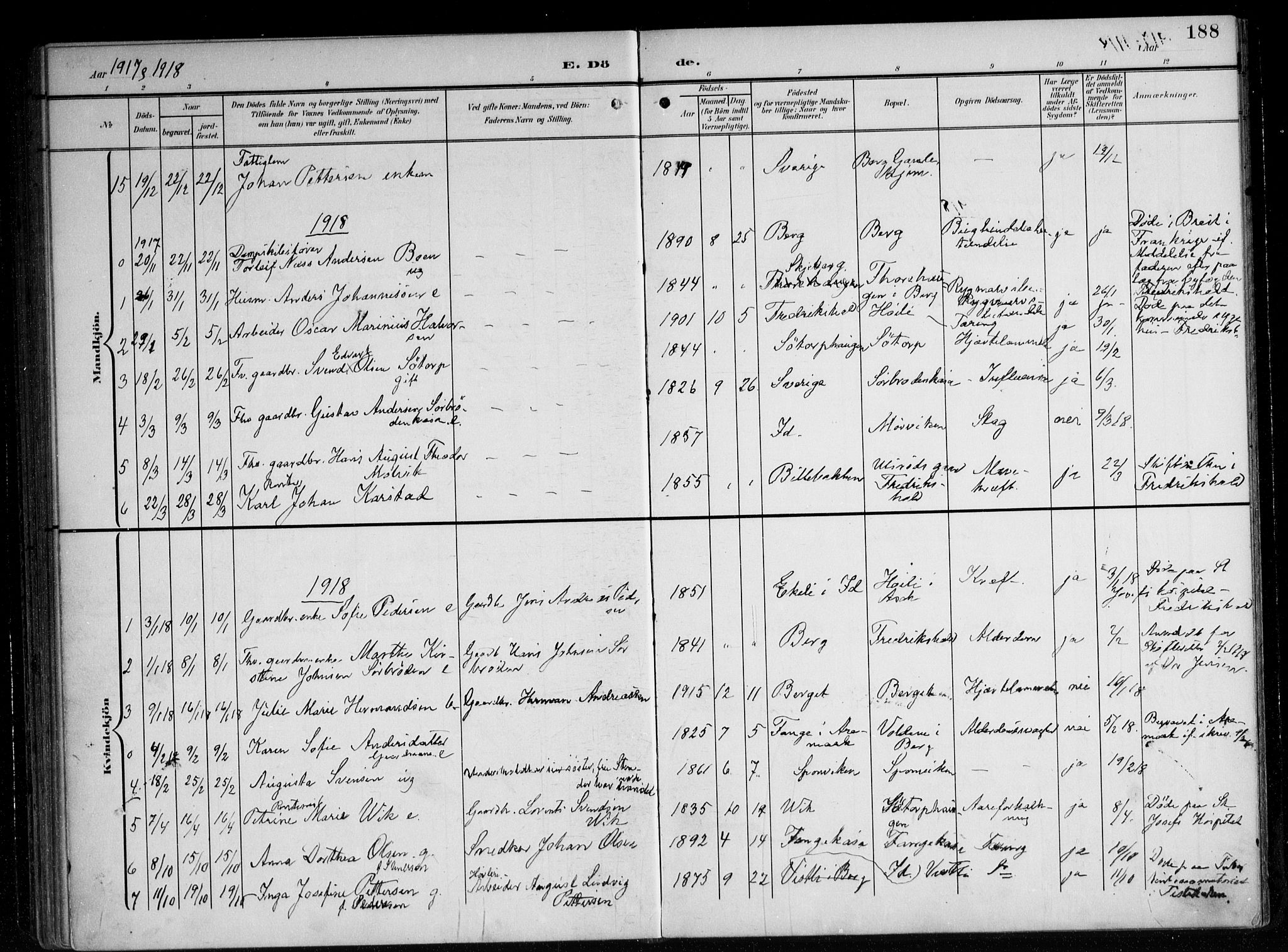 Berg prestekontor Kirkebøker, AV/SAO-A-10902/F/Fa/L0008: Parish register (official) no. I 8, 1902-1920, p. 188