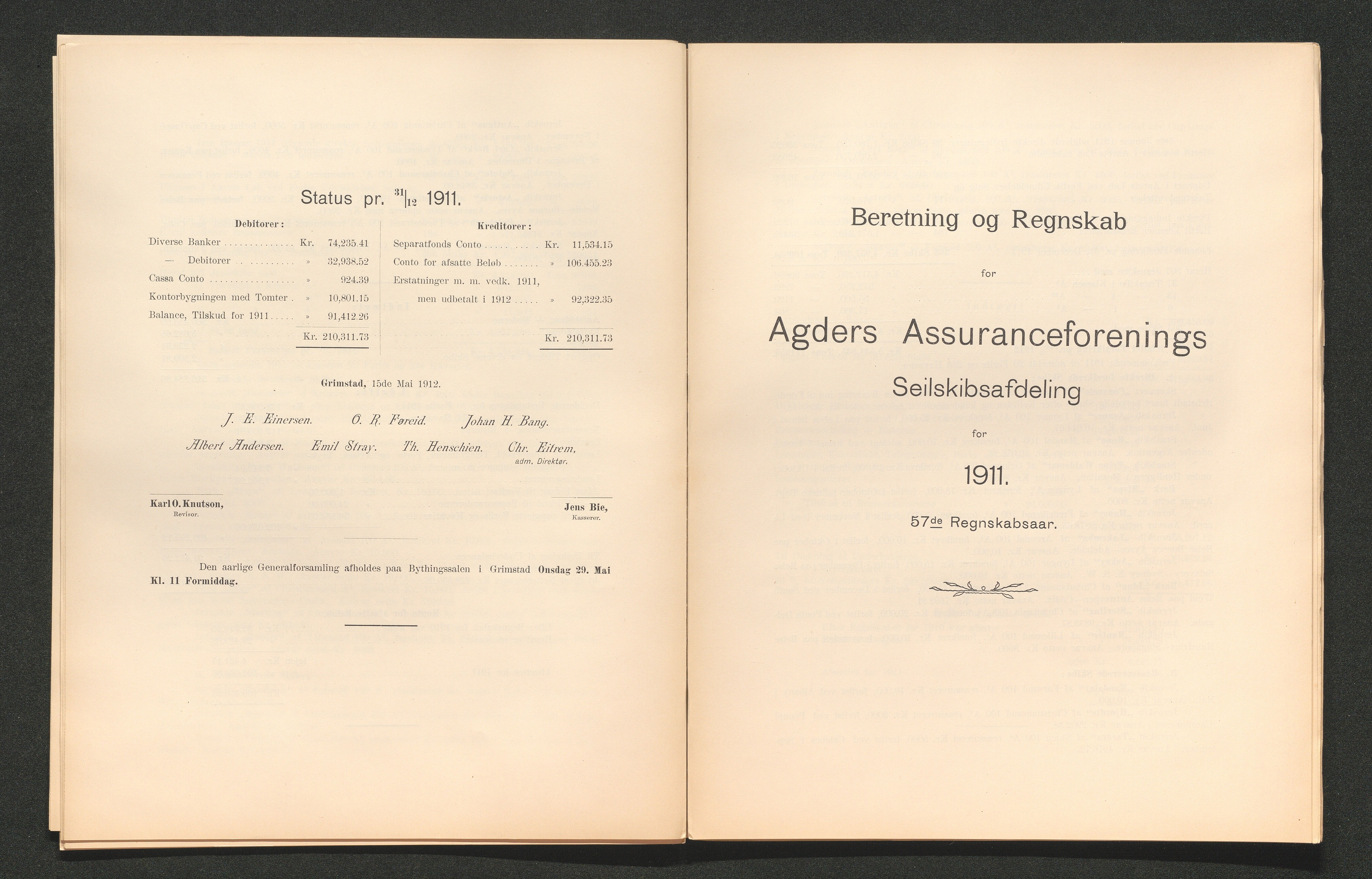 Agders Gjensidige Assuranceforening, AAKS/PA-1718/05/L0003: Regnskap, seilavdeling, pakkesak, 1890-1912