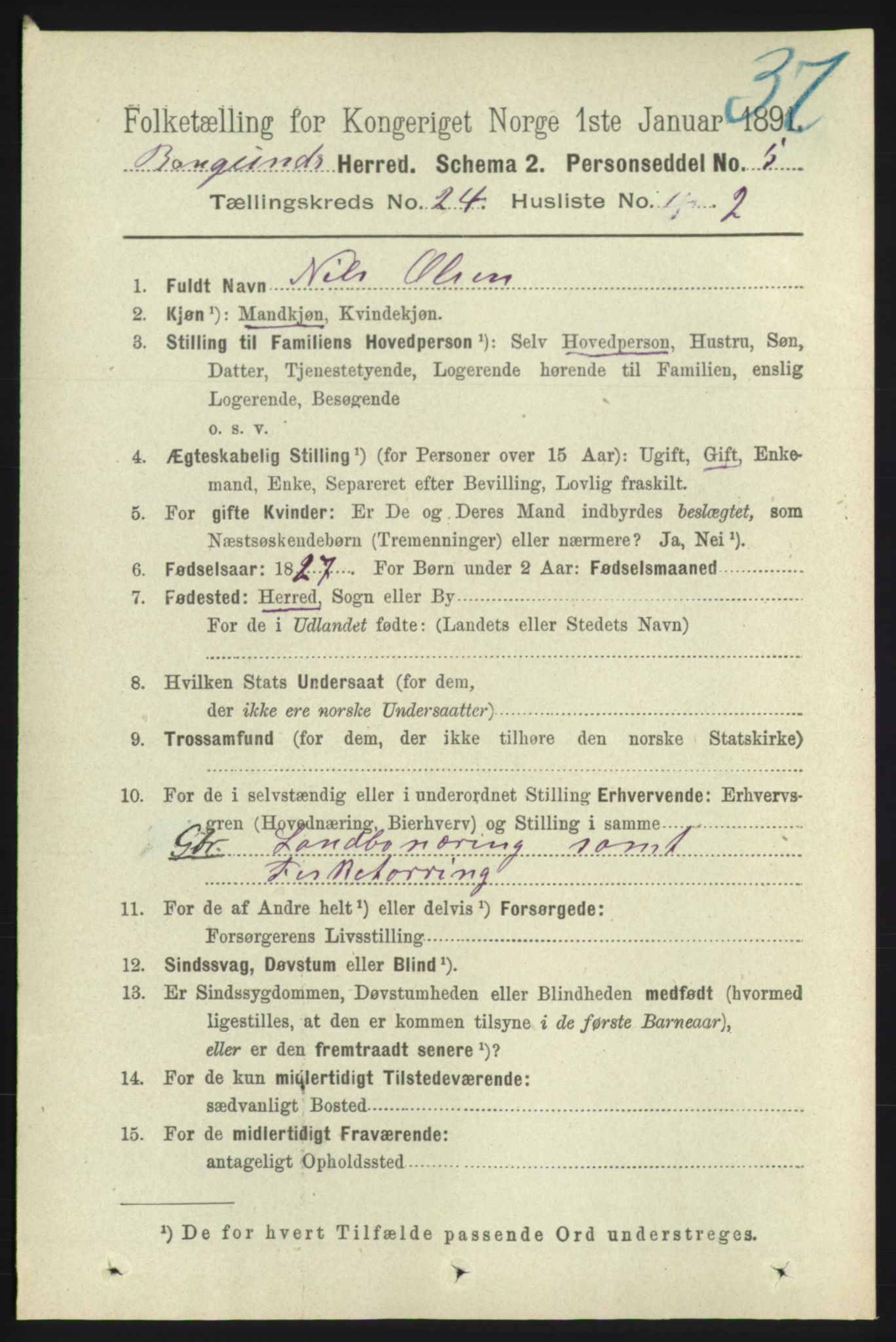 RA, 1891 census for 1531 Borgund, 1891, p. 7116