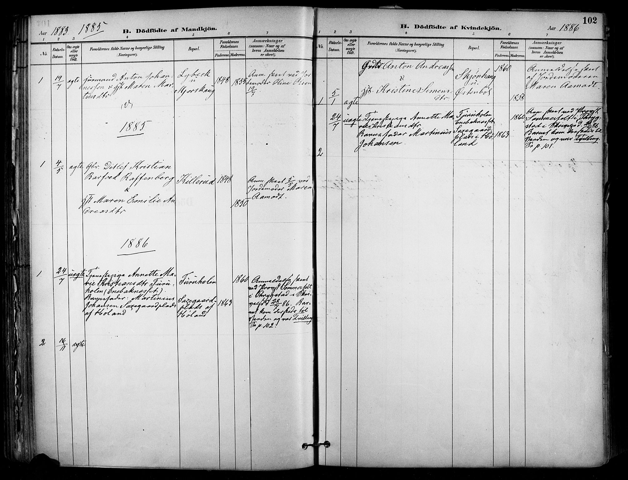 Enebakk prestekontor Kirkebøker, AV/SAO-A-10171c/F/Fa/L0016: Parish register (official) no. I 16, 1883-1898, p. 102