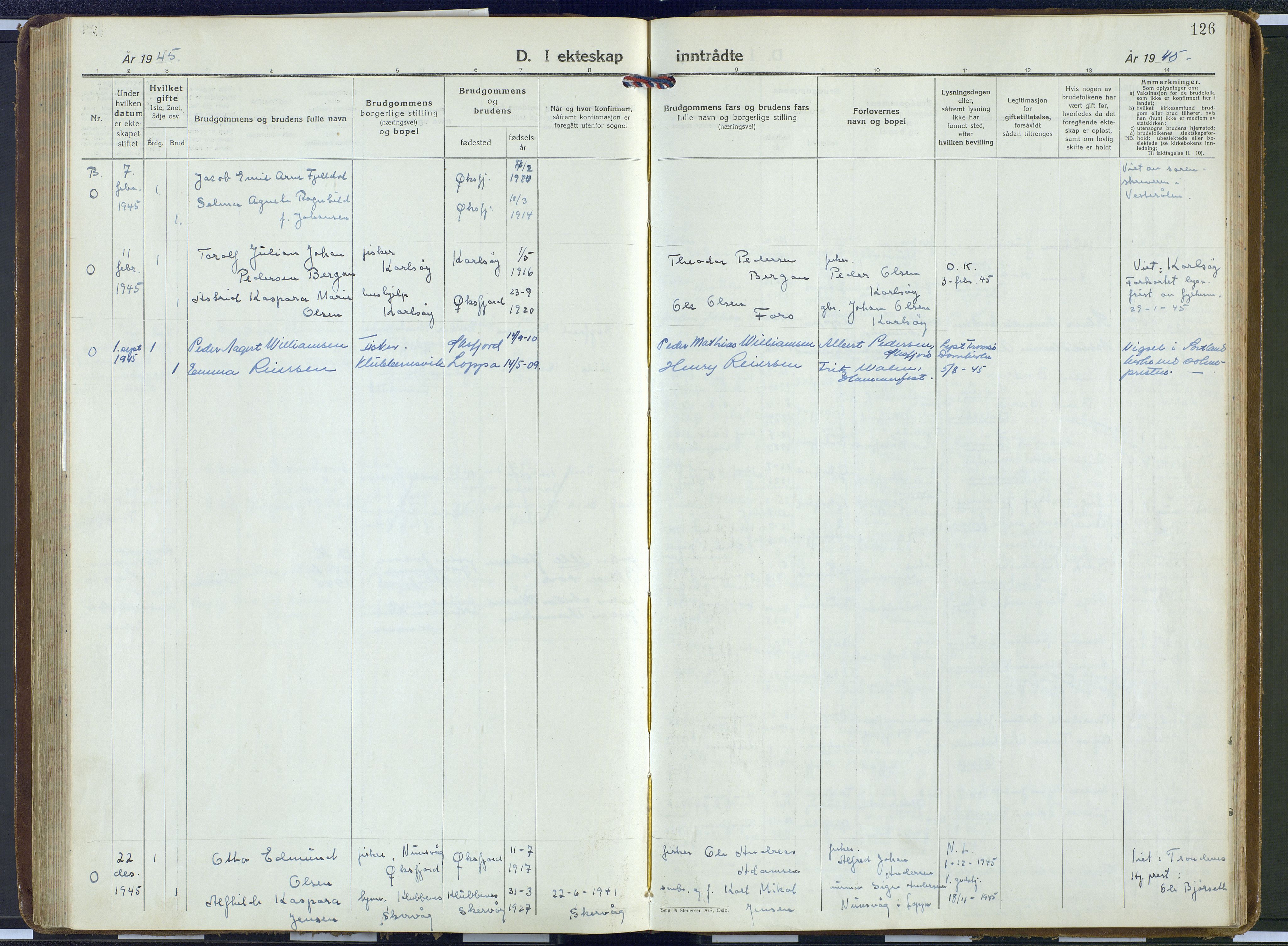 Loppa sokneprestkontor, AV/SATØ-S-1339/H/Ha/L0016kirke: Parish register (official) no. 16, 1942-1952, p. 126