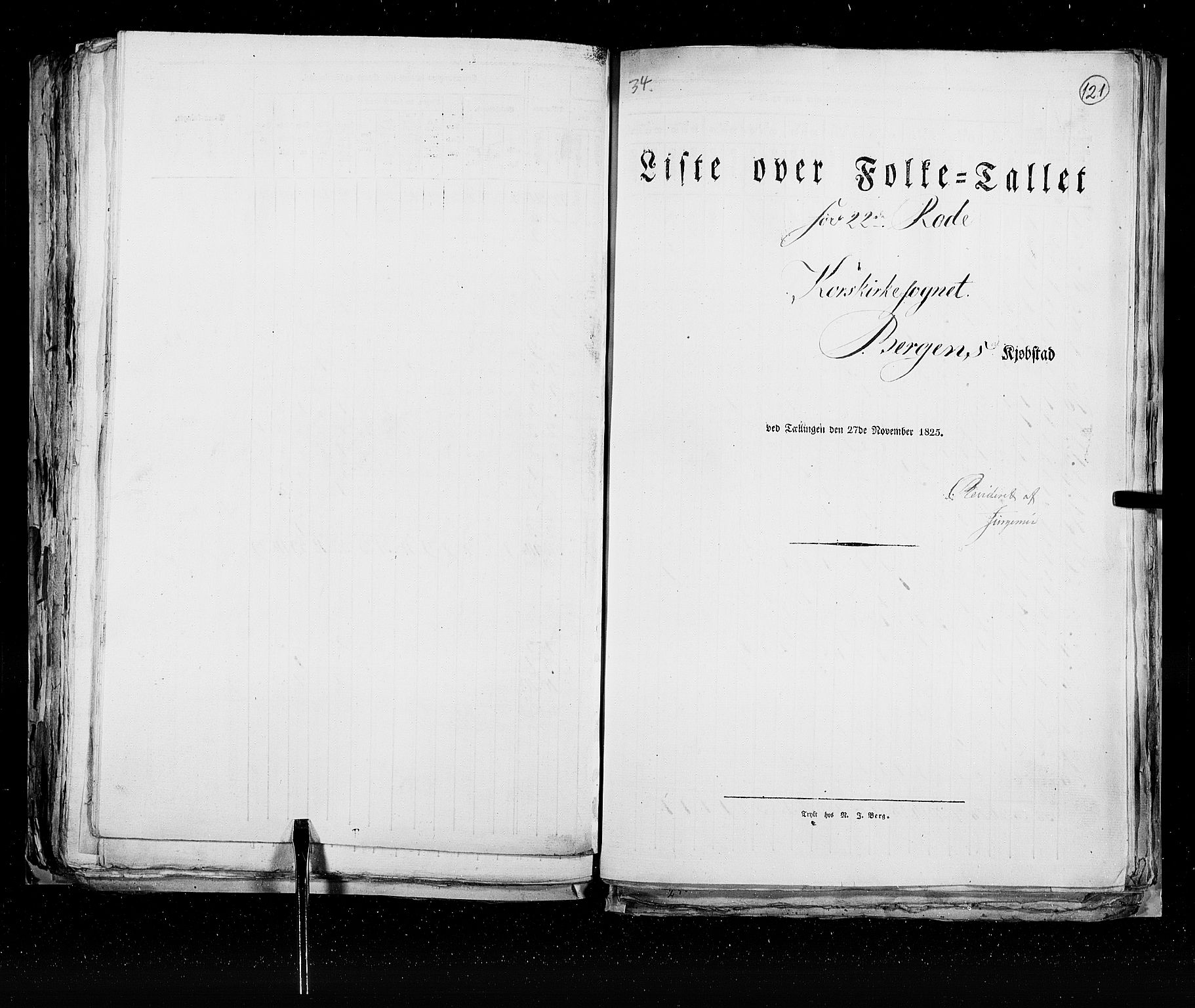 RA, Census 1825, vol. 22: Bergen, 1825, p. 121