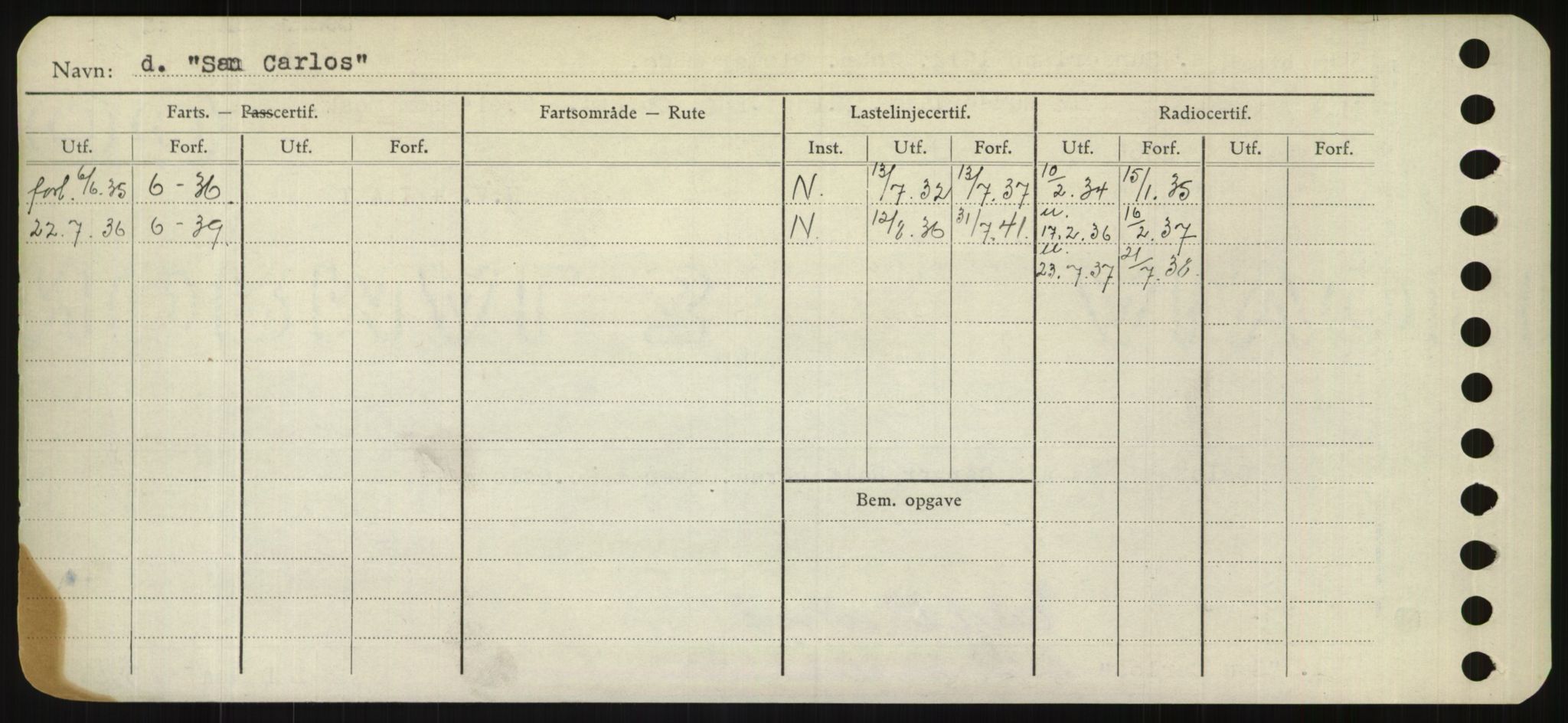 Sjøfartsdirektoratet med forløpere, Skipsmålingen, RA/S-1627/H/Hd/L0032: Fartøy, San-Seve, p. 4