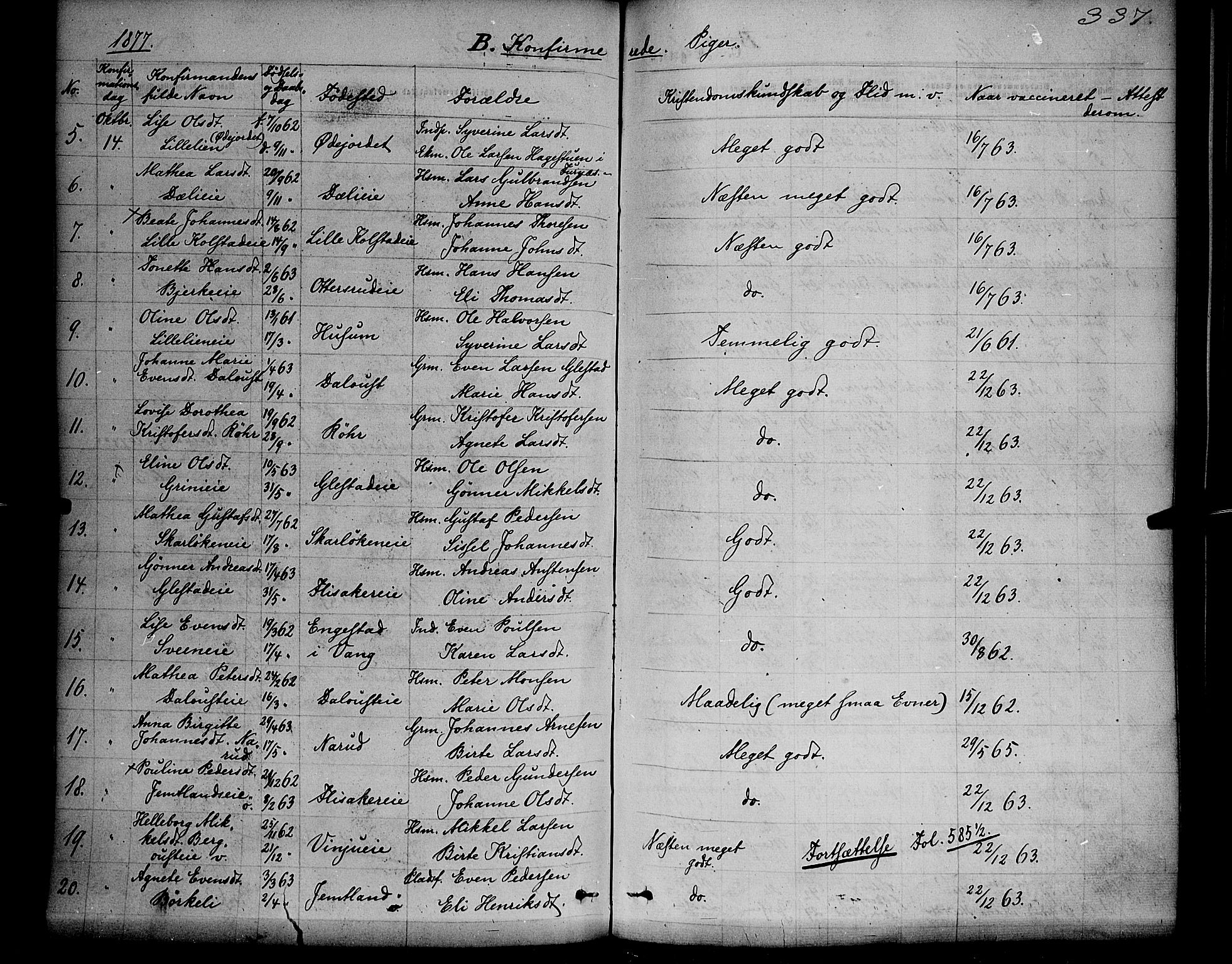 Ringsaker prestekontor, AV/SAH-PREST-014/K/Ka/L0011: Parish register (official) no. 11, 1870-1878, p. 337