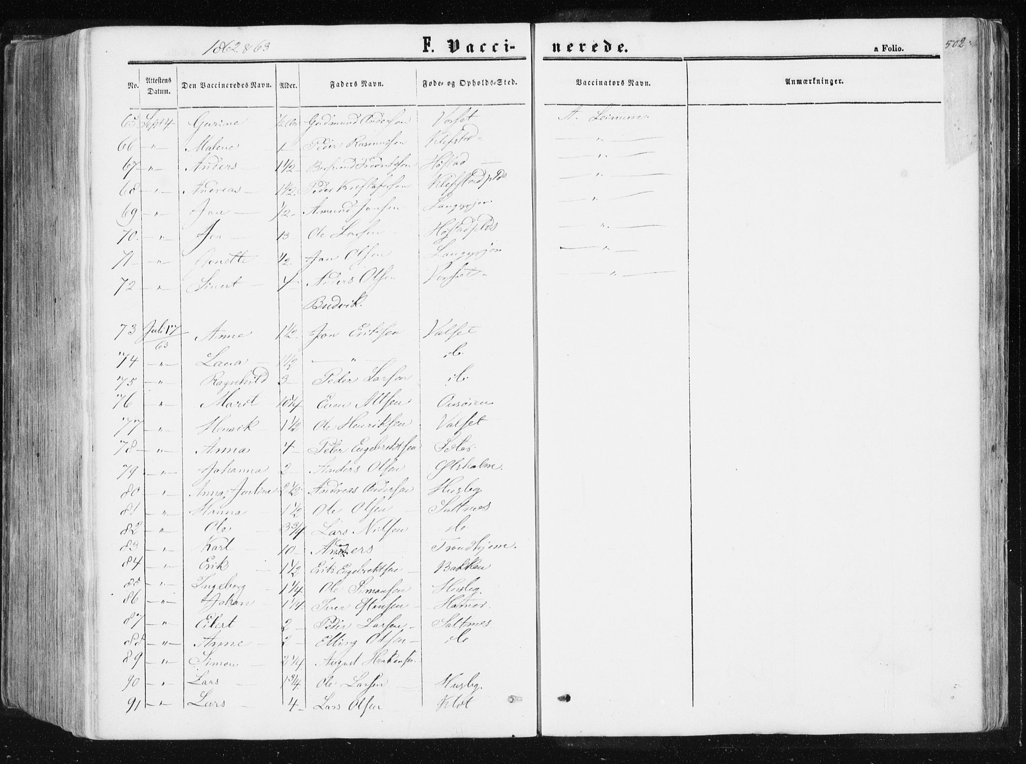 Ministerialprotokoller, klokkerbøker og fødselsregistre - Sør-Trøndelag, SAT/A-1456/612/L0377: Parish register (official) no. 612A09, 1859-1877, p. 502