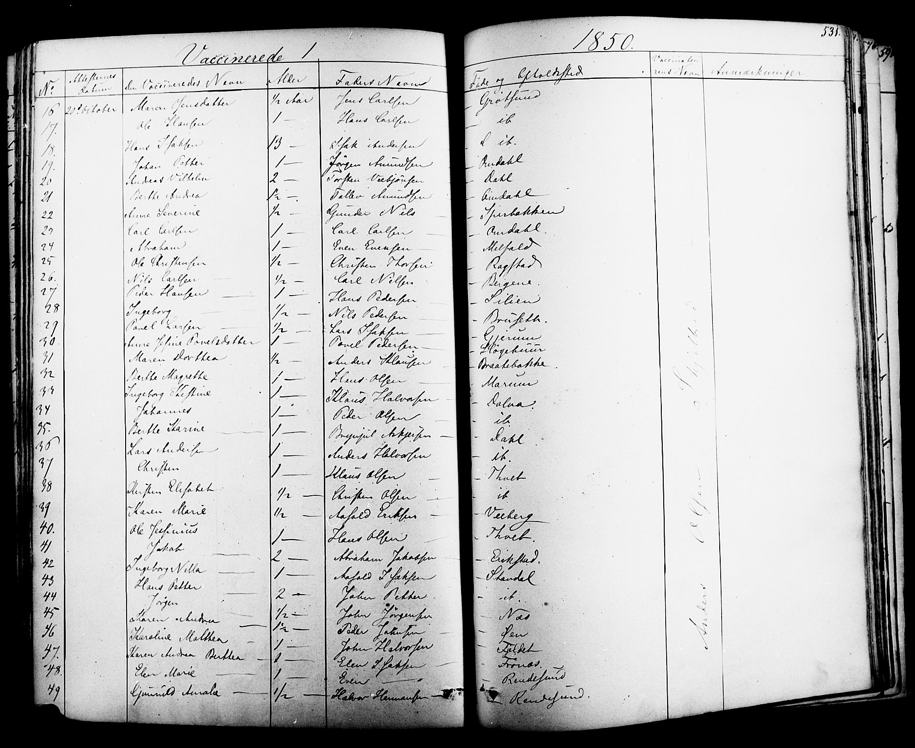 Solum kirkebøker, SAKO/A-306/F/Fa/L0006: Parish register (official) no. I 6, 1844-1855, p. 531