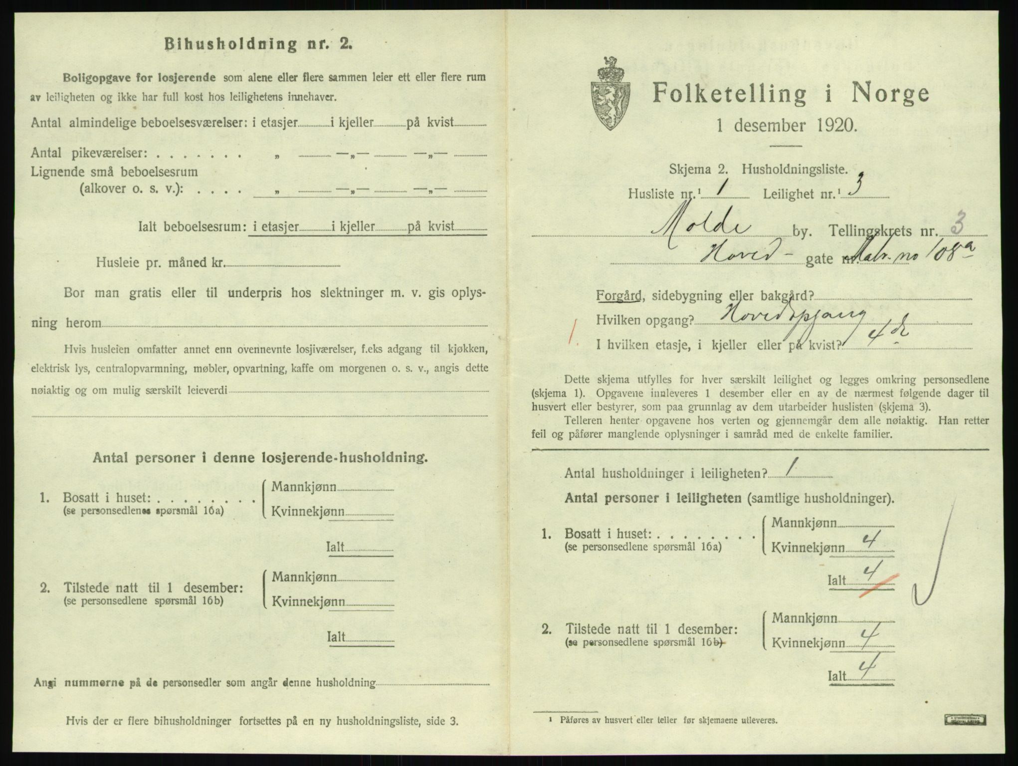 SAT, 1920 census for Molde, 1920, p. 1093