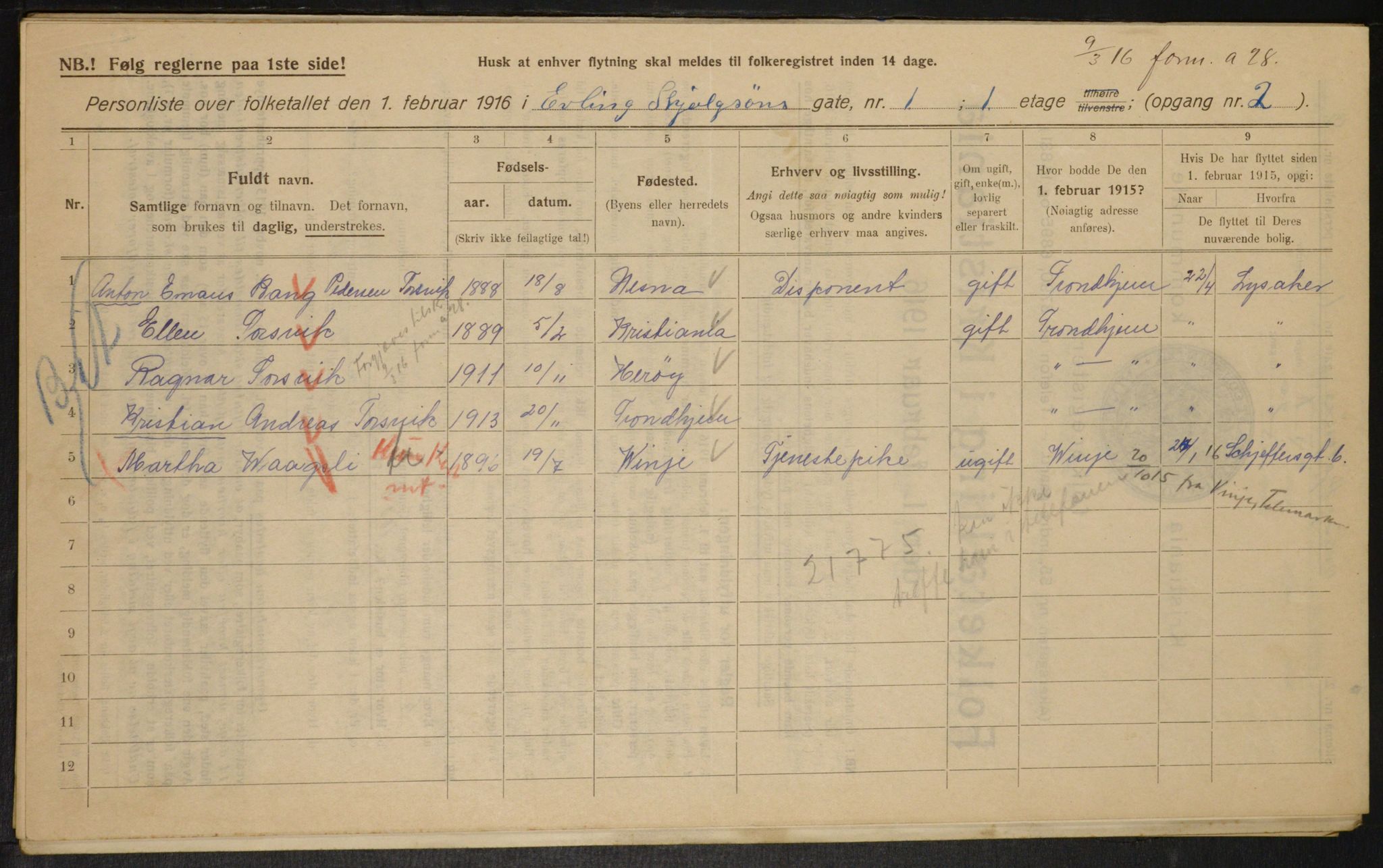 OBA, Municipal Census 1916 for Kristiania, 1916, p. 22408