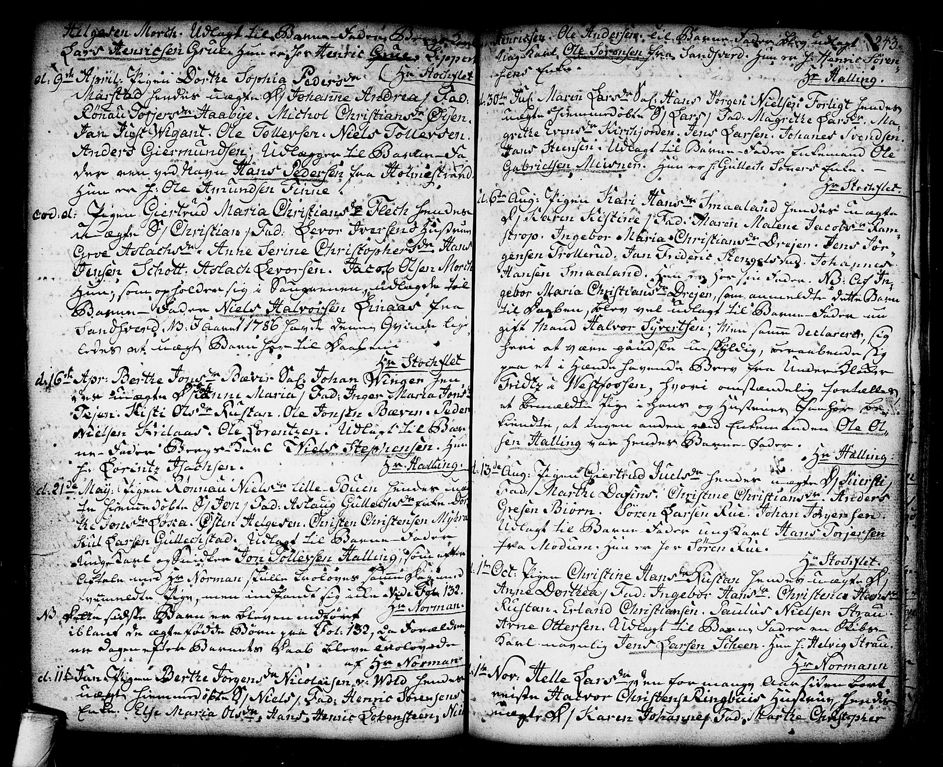 Kongsberg kirkebøker, SAKO/A-22/F/Fa/L0006: Parish register (official) no. I 6, 1783-1797, p. 243