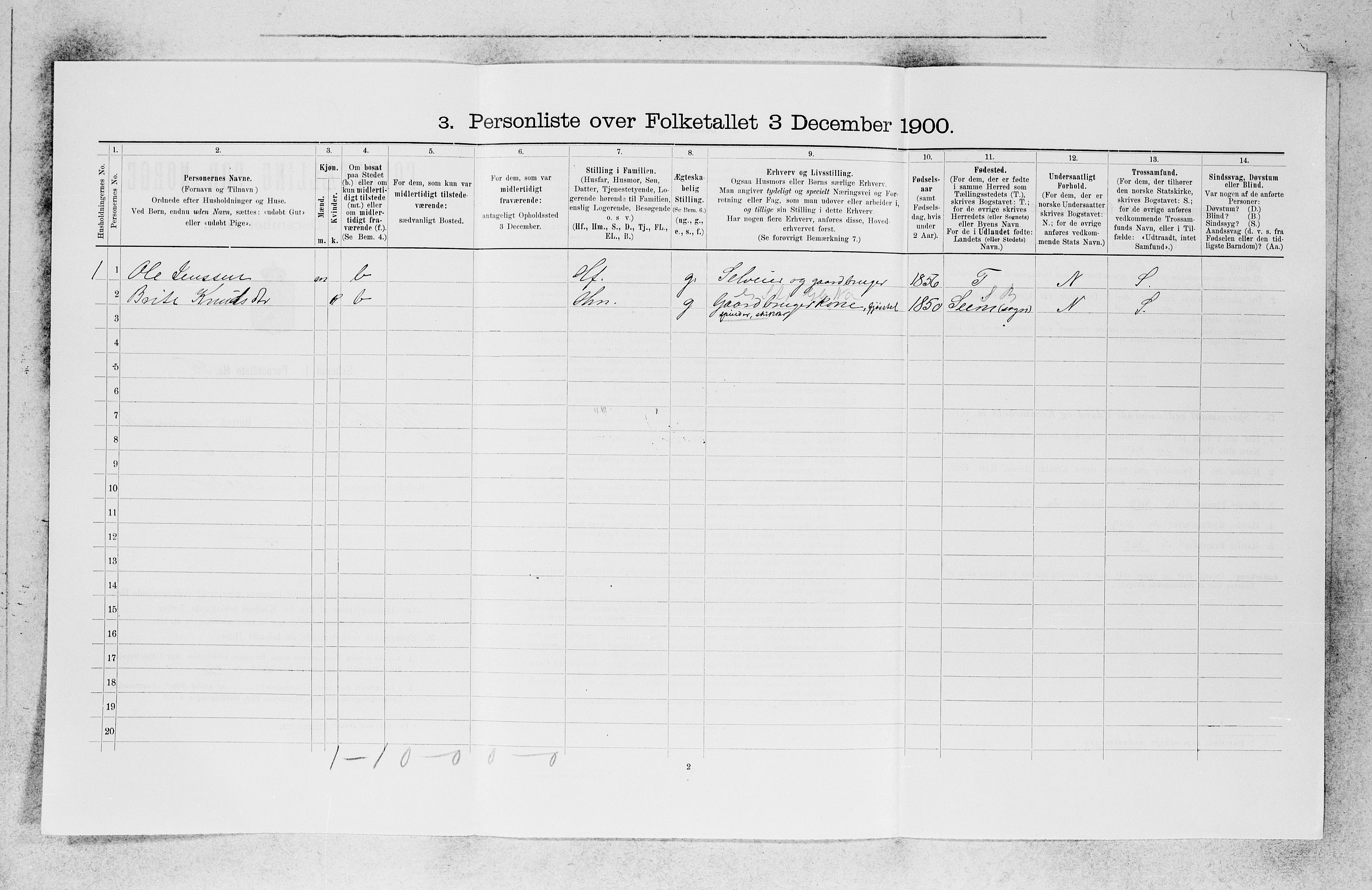 SAB, 1900 census for Ytre Holmedal, 1900, p. 888