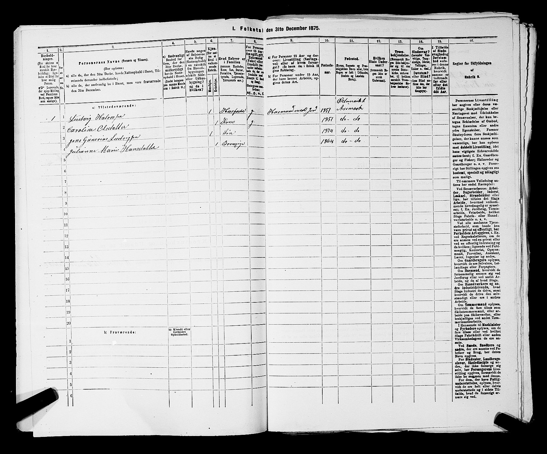 RA, 1875 census for 0118P Aremark, 1875, p. 969