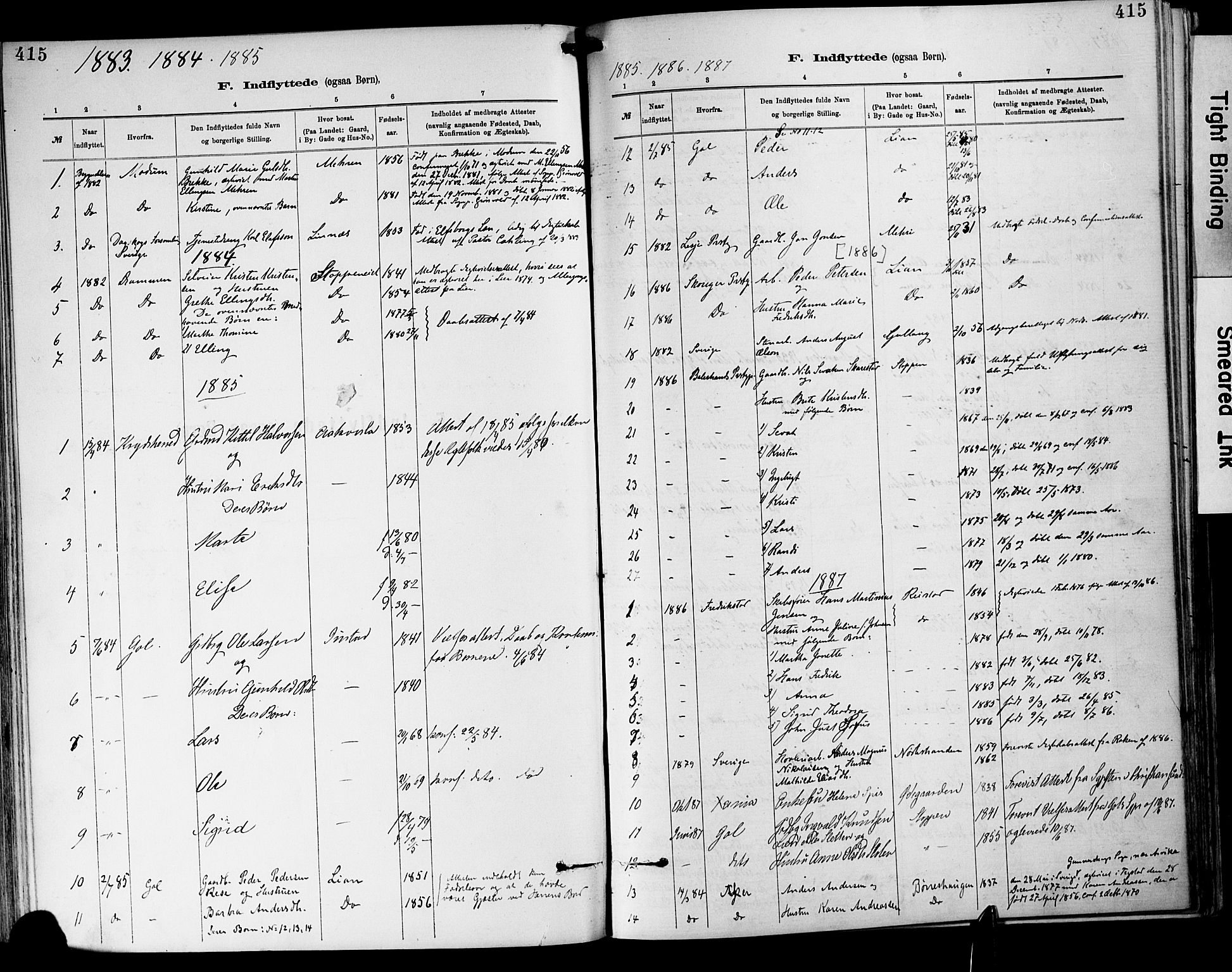 Lier kirkebøker, SAKO/A-230/F/Fa/L0015: Parish register (official) no. I 15, 1883-1894, p. 415