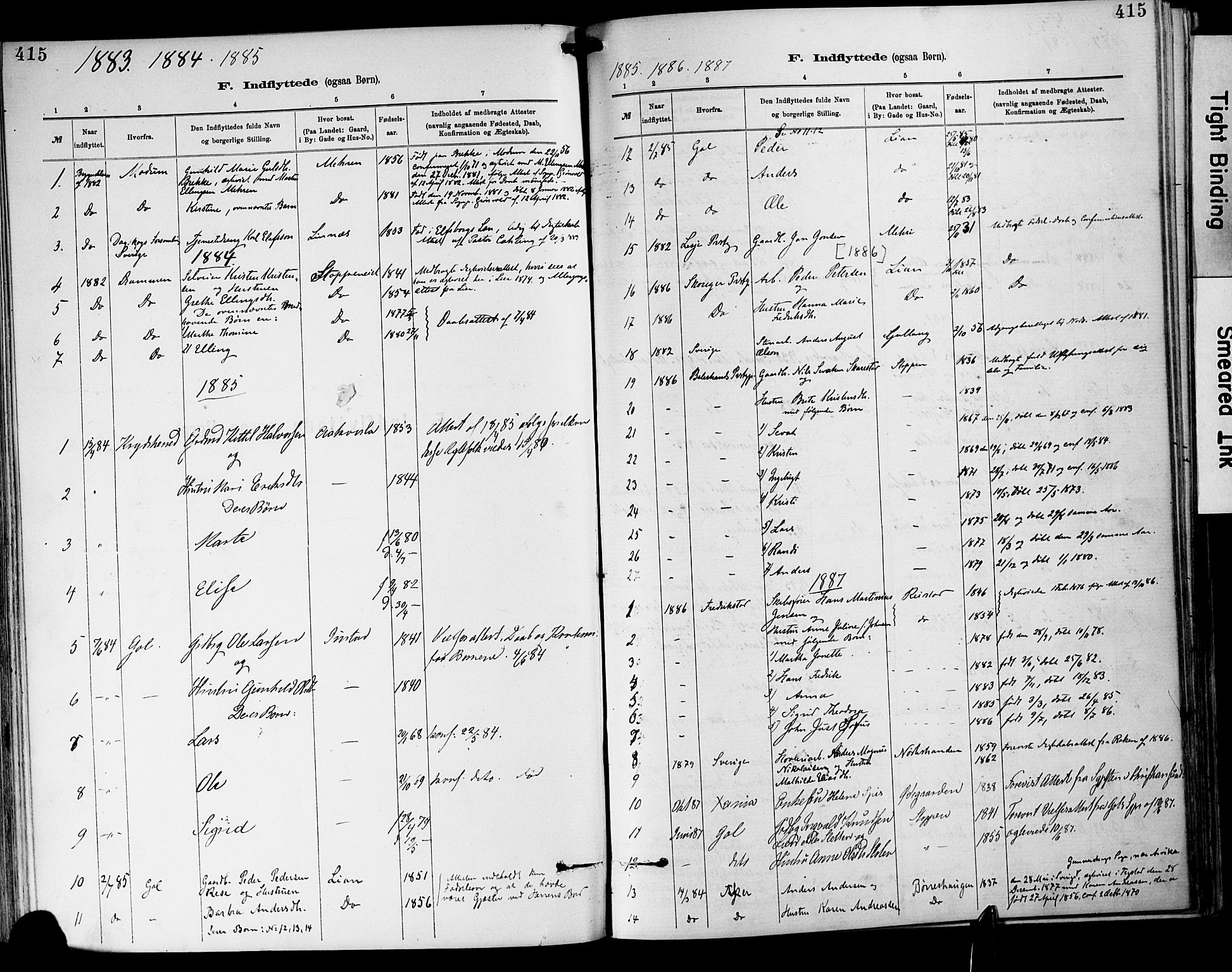 Lier kirkebøker, AV/SAKO-A-230/F/Fa/L0015: Parish register (official) no. I 15, 1883-1894, p. 415