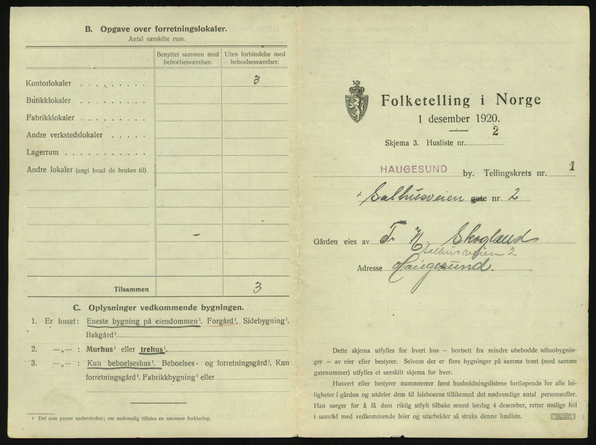 SAST, 1920 census for Haugesund, 1920, p. 75