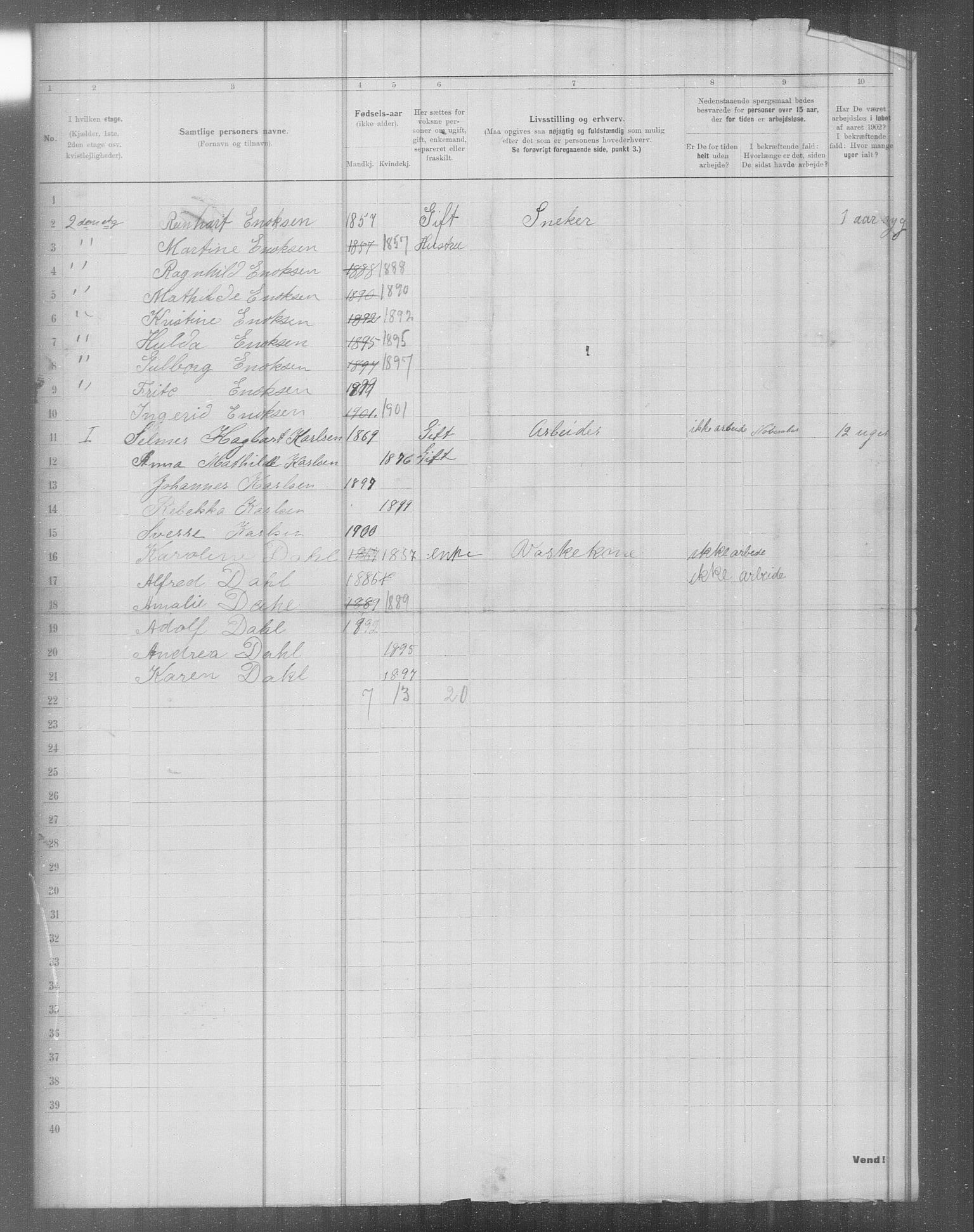 OBA, Municipal Census 1902 for Kristiania, 1902, p. 5185