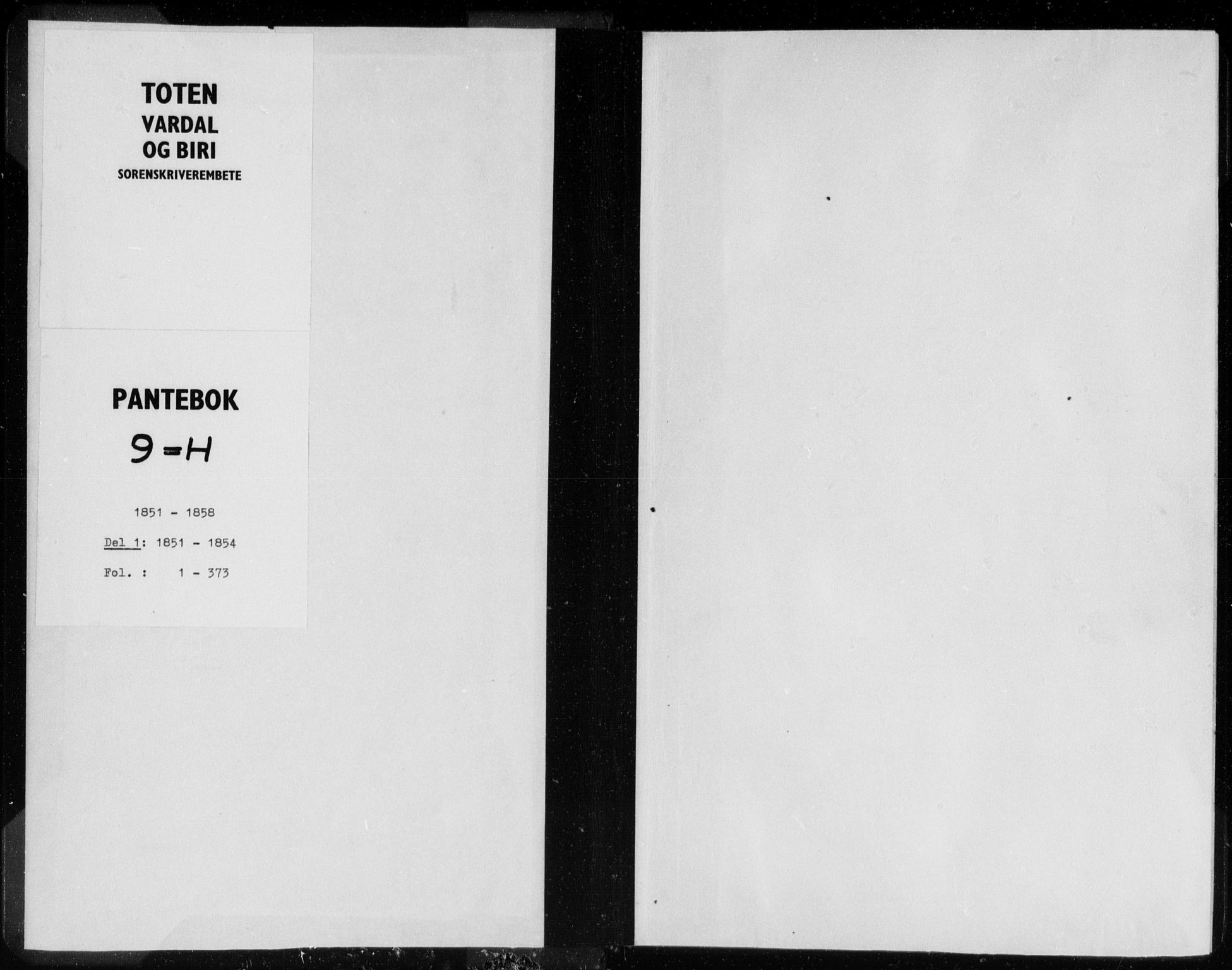 Toten tingrett, SAH/TING-006/H/Hb/Hba/L0009a: Mortgage book no. 9a, 1851-1854