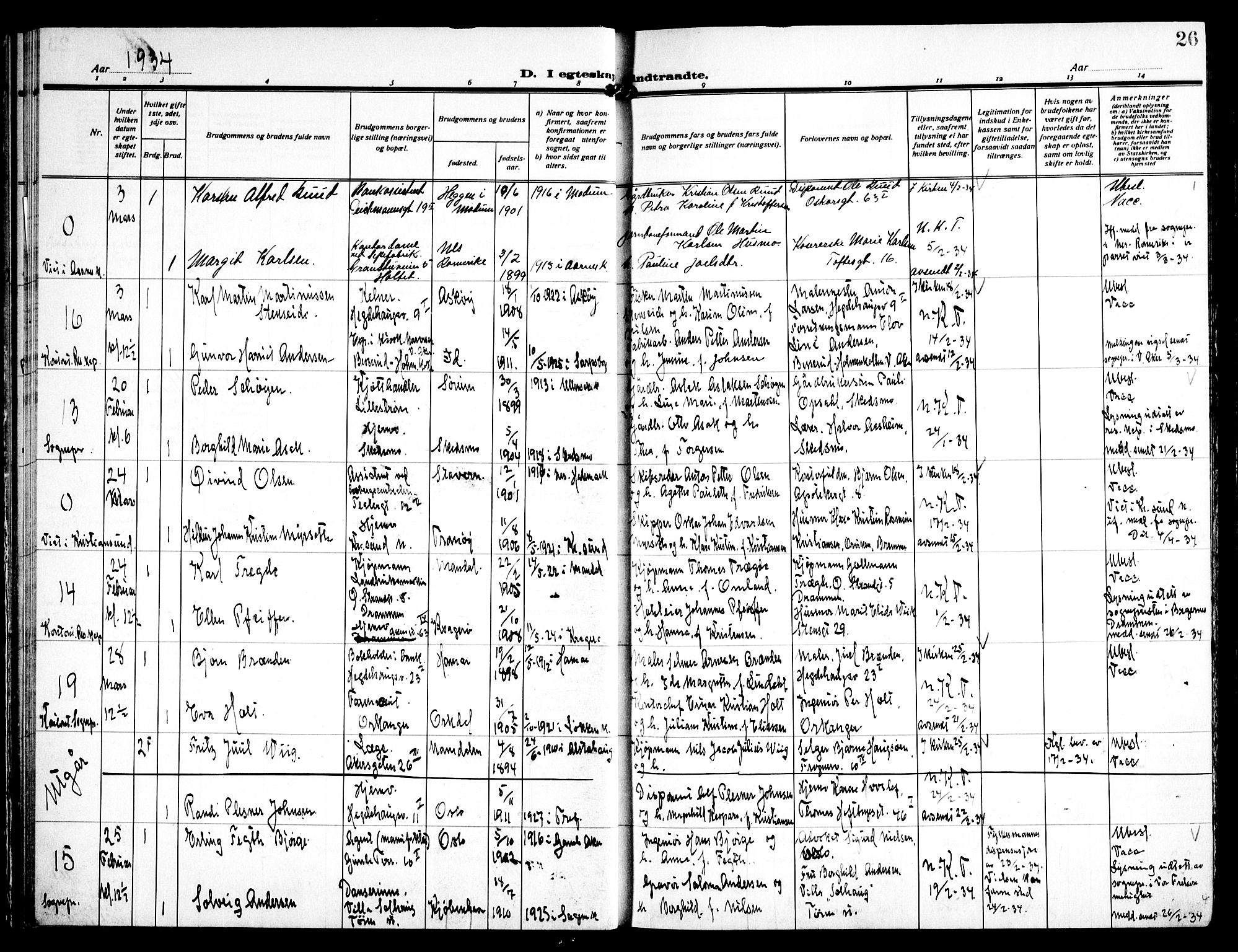 Trefoldighet prestekontor Kirkebøker, AV/SAO-A-10882/H/Ha/L0005: Banns register no. 5, 1932-1952, p. 26