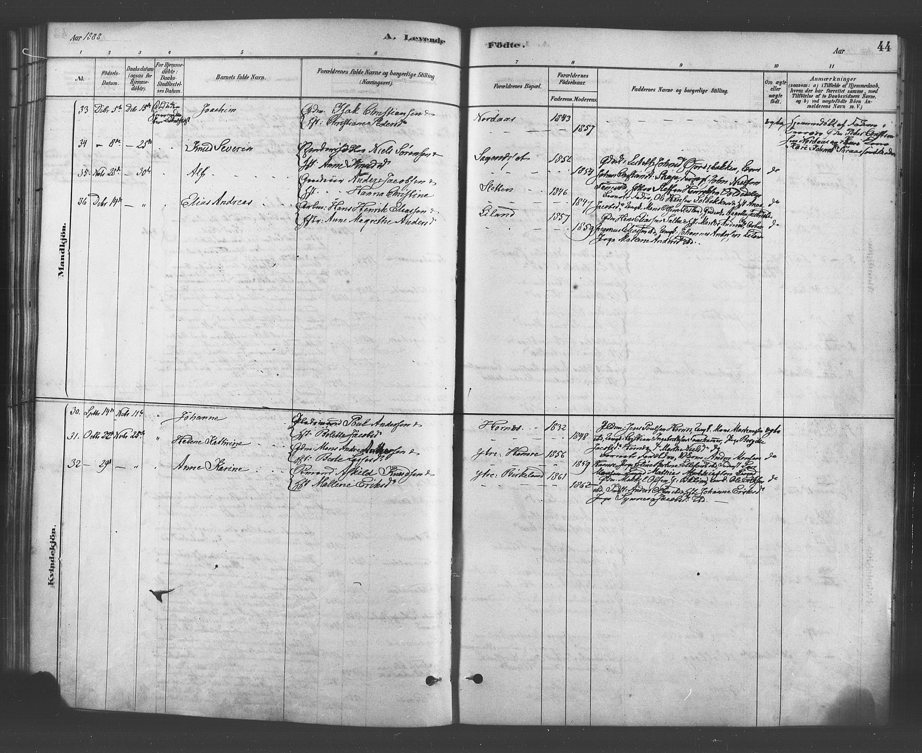 Fana Sokneprestembete, AV/SAB-A-75101/H/Haa/Haab/L0001: Parish register (official) no. B 1, 1878-1889, p. 44