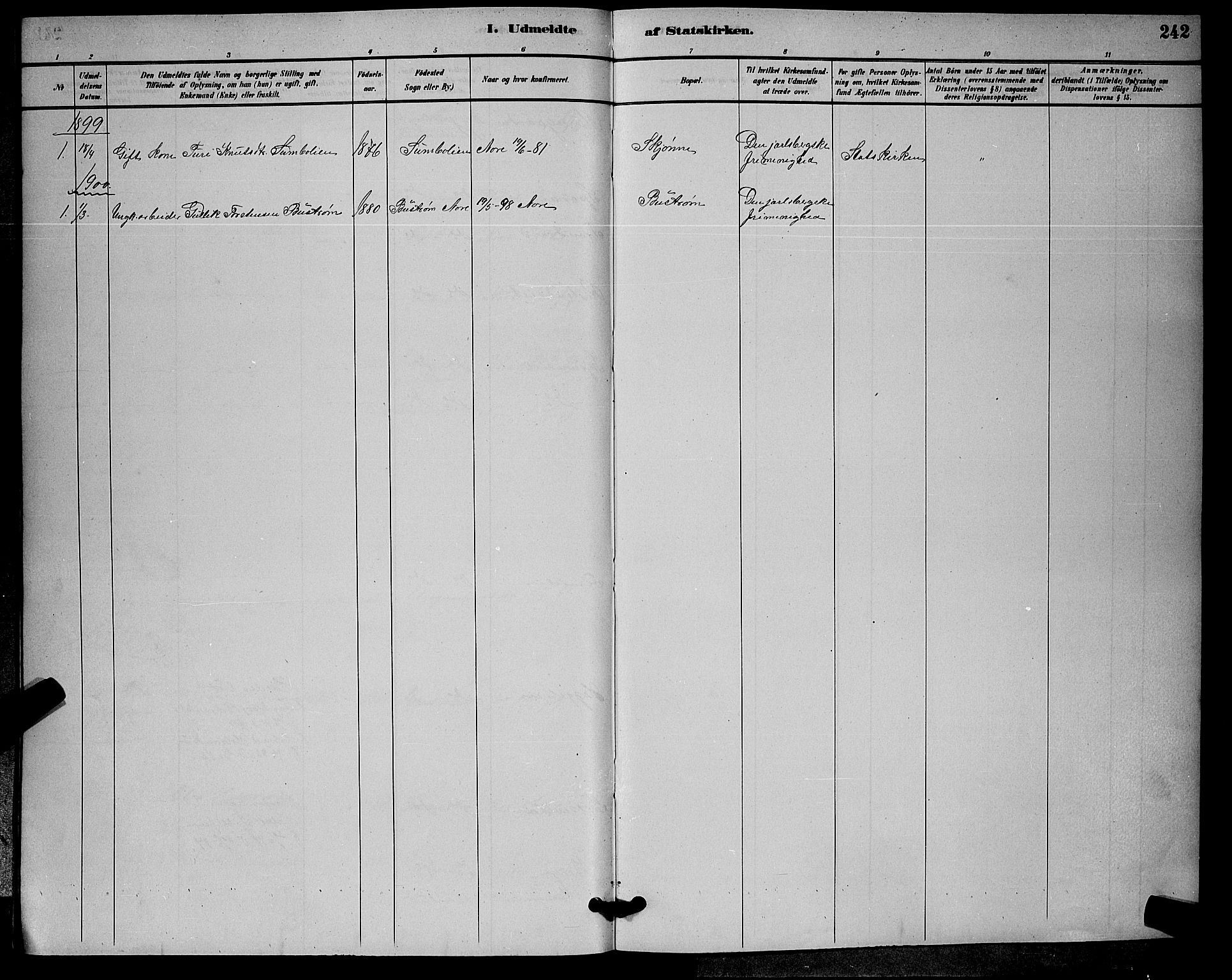 Nore kirkebøker, SAKO/A-238/G/Ga/L0003: Parish register (copy) no. I 3, 1886-1903, p. 242