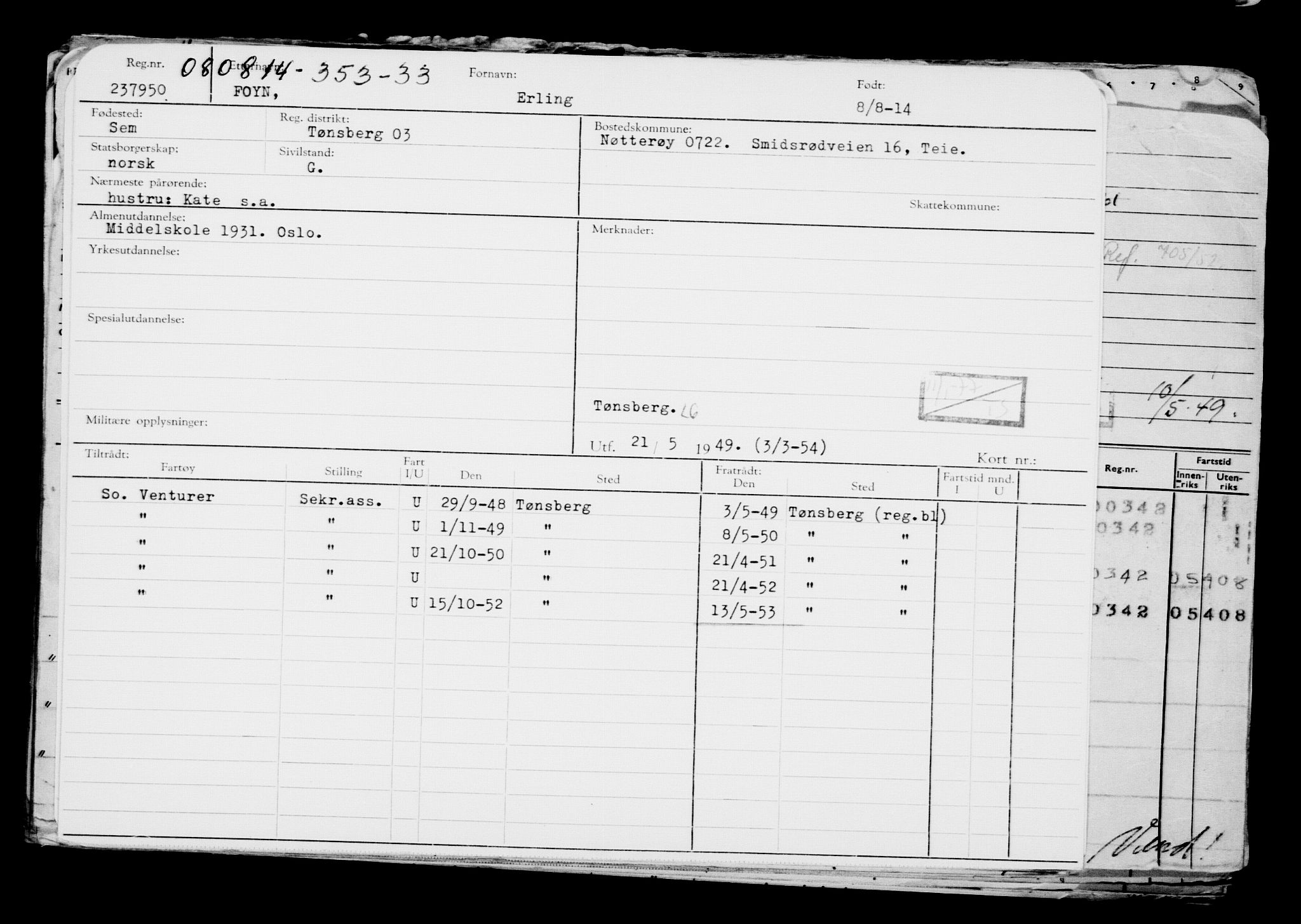 Direktoratet for sjømenn, AV/RA-S-3545/G/Gb/L0123: Hovedkort, 1914, p. 105