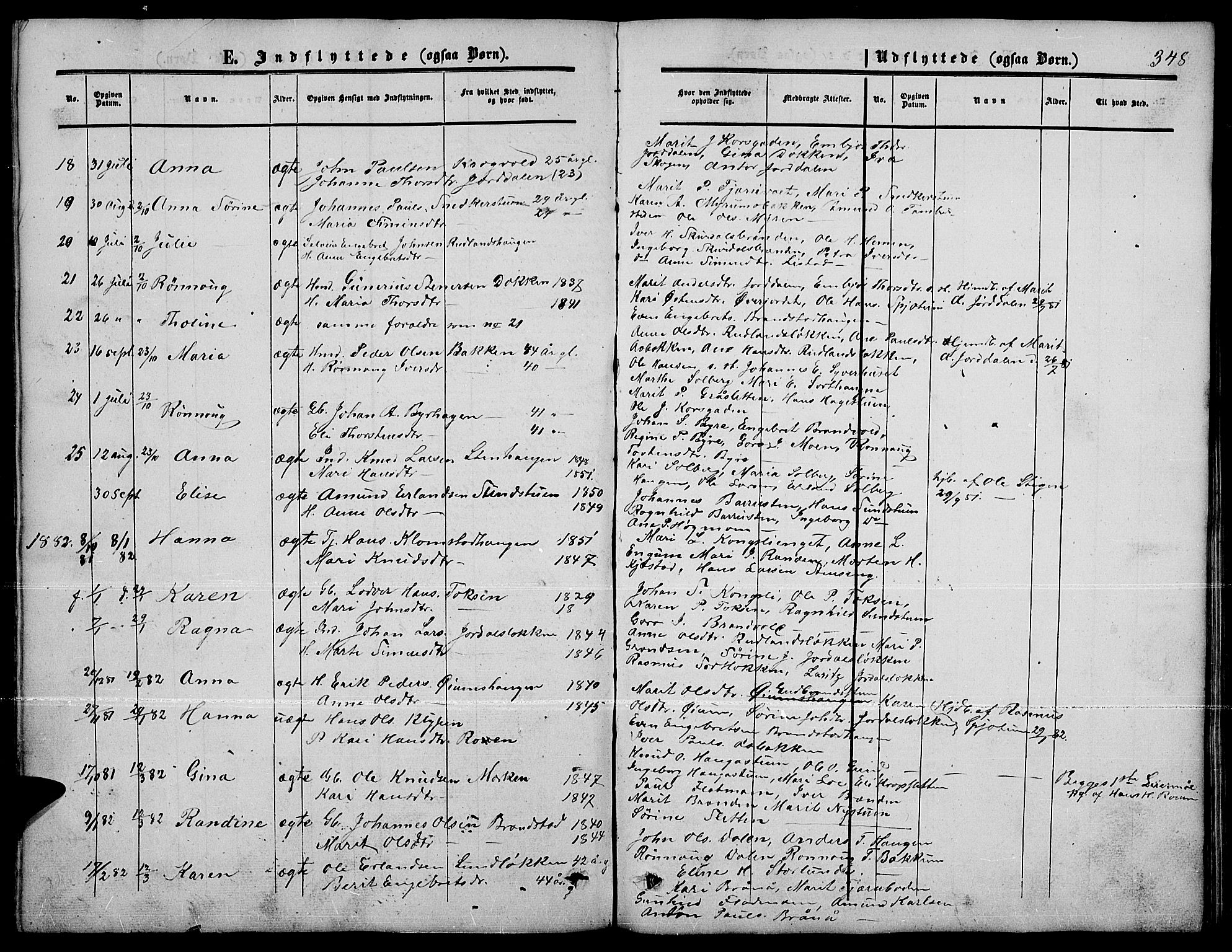 Nord-Fron prestekontor, SAH/PREST-080/H/Ha/Hab/L0001: Parish register (copy) no. 1, 1851-1883, p. 348