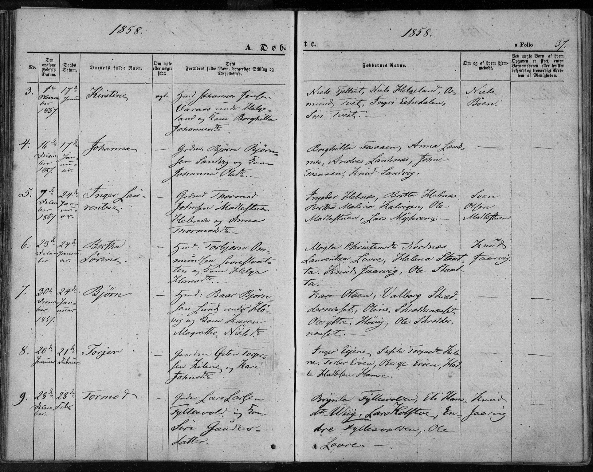 Jelsa sokneprestkontor, AV/SAST-A-101842/01/IV: Parish register (official) no. A 7, 1854-1866, p. 37