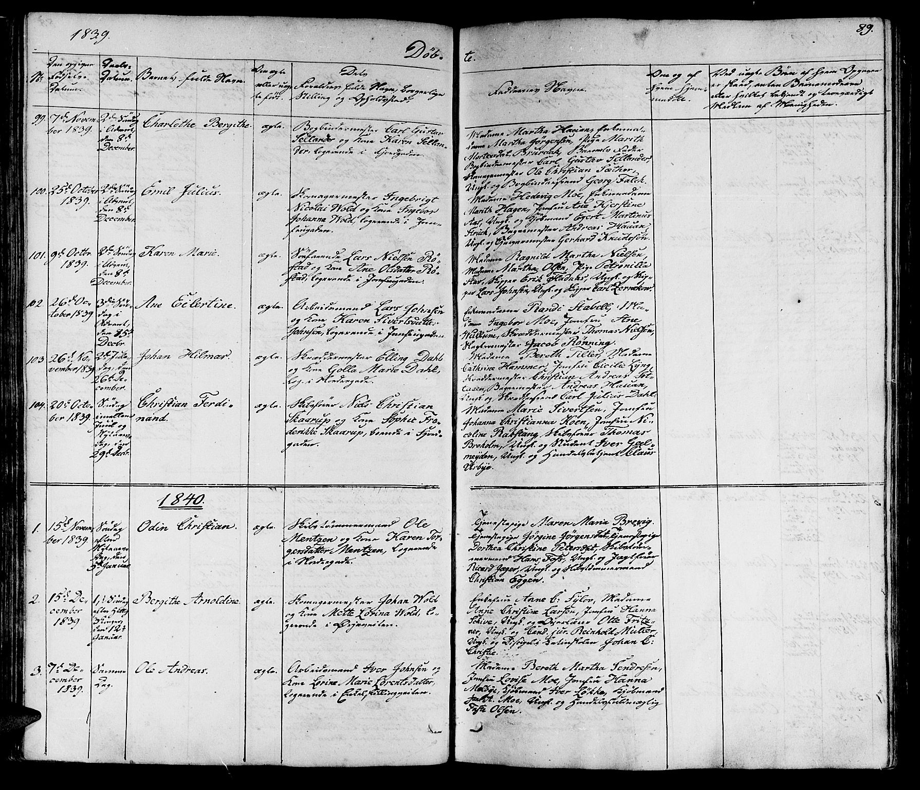 Ministerialprotokoller, klokkerbøker og fødselsregistre - Sør-Trøndelag, SAT/A-1456/602/L0136: Parish register (copy) no. 602C04, 1833-1845, p. 89
