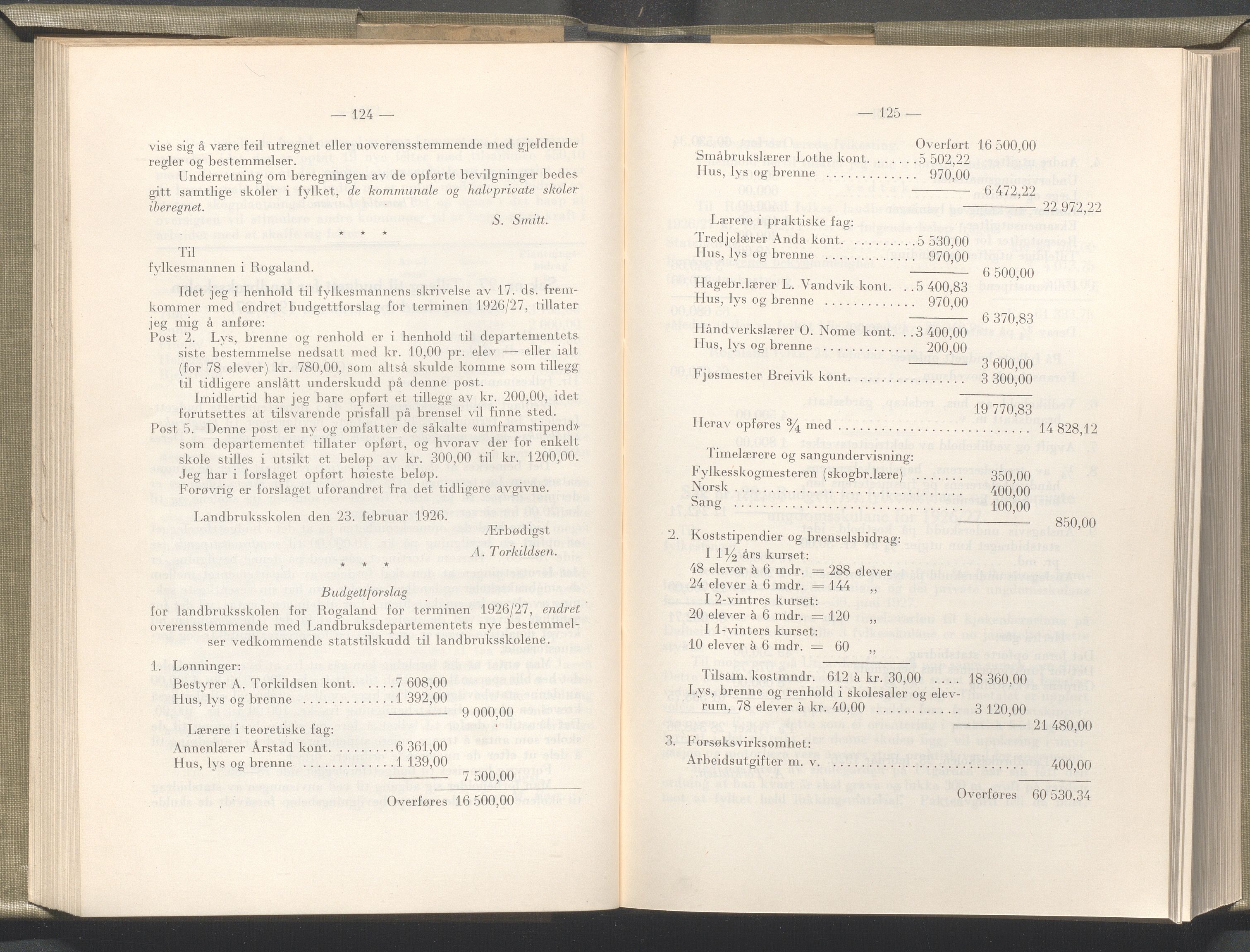 Rogaland fylkeskommune - Fylkesrådmannen , IKAR/A-900/A/Aa/Aaa/L0045: Møtebok , 1926, p. 124-125