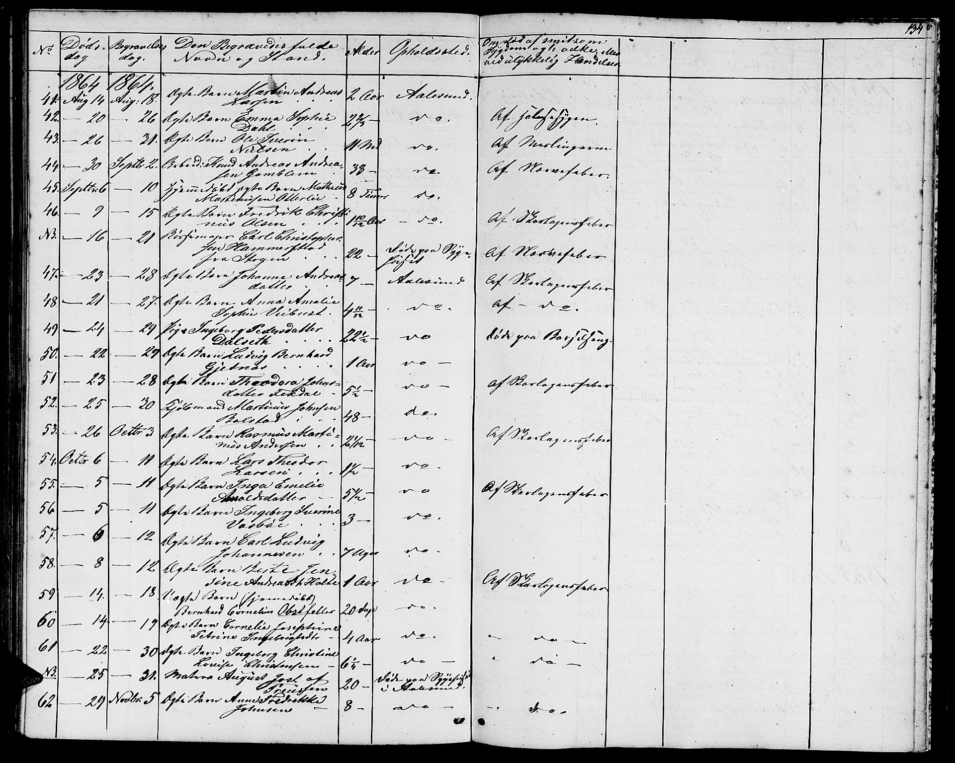 Ministerialprotokoller, klokkerbøker og fødselsregistre - Møre og Romsdal, SAT/A-1454/529/L0464: Parish register (copy) no. 529C01, 1855-1867, p. 134