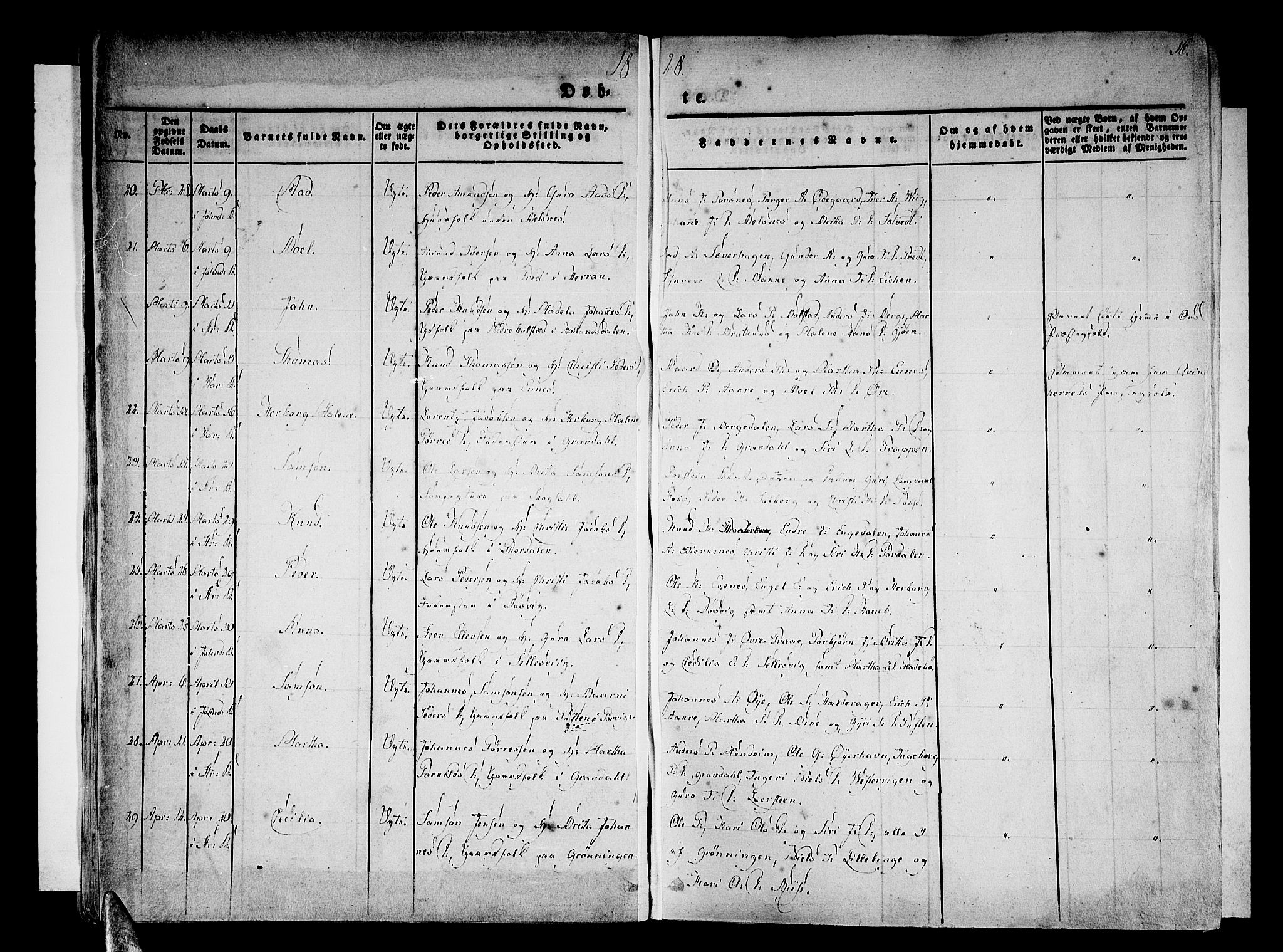 Strandebarm sokneprestembete, SAB/A-78401/H/Haa: Parish register (official) no. A 6, 1826-1843, p. 16