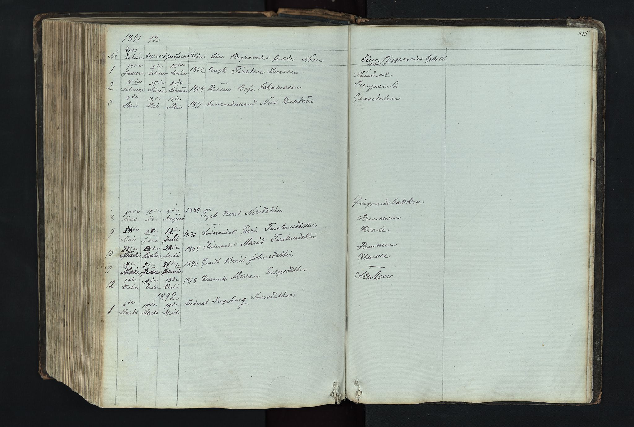 Vang prestekontor, Valdres, SAH/PREST-140/H/Hb/L0004: Parish register (copy) no. 4, 1835-1892, p. 415
