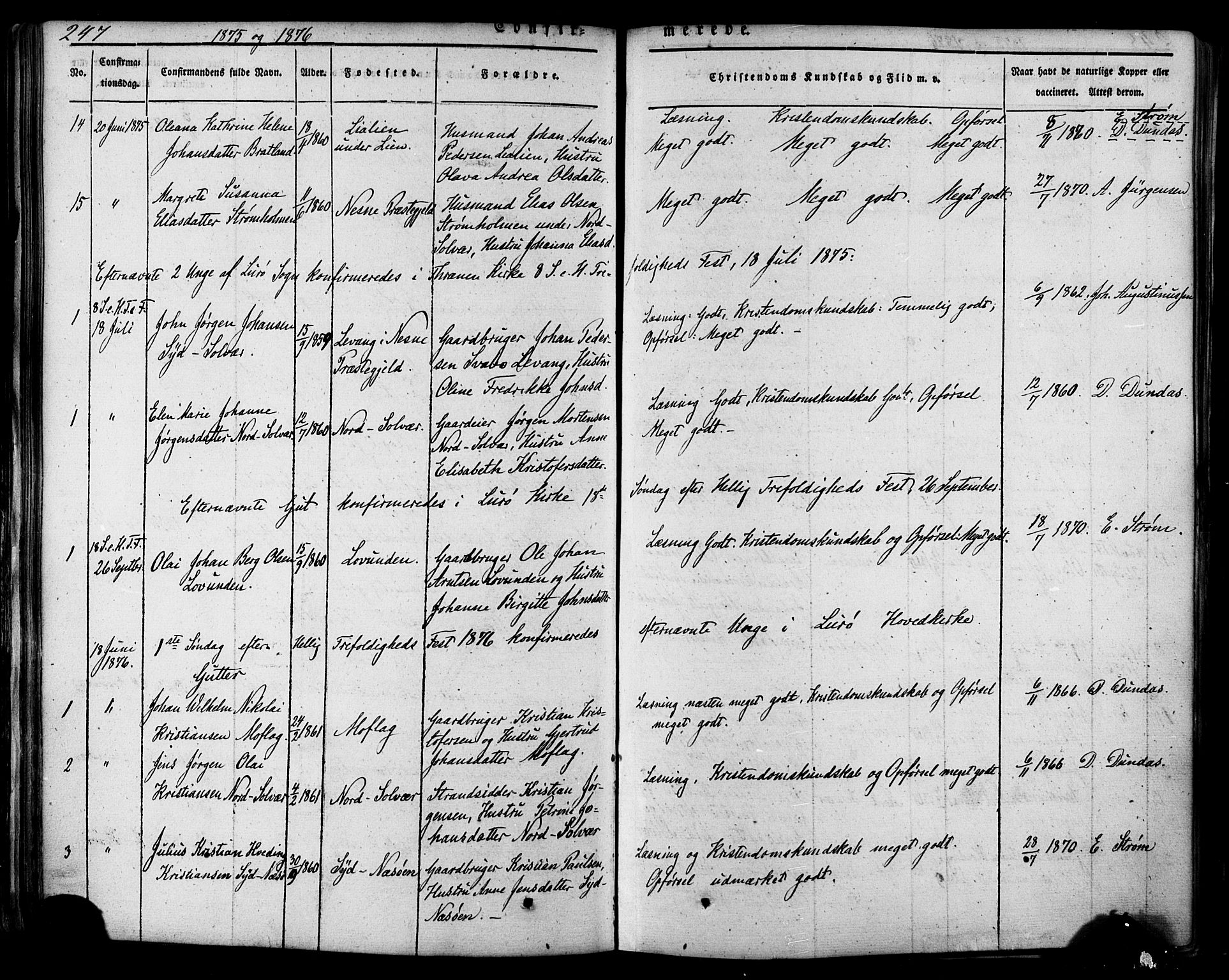 Ministerialprotokoller, klokkerbøker og fødselsregistre - Nordland, SAT/A-1459/839/L0567: Parish register (official) no. 839A04, 1863-1879, p. 247