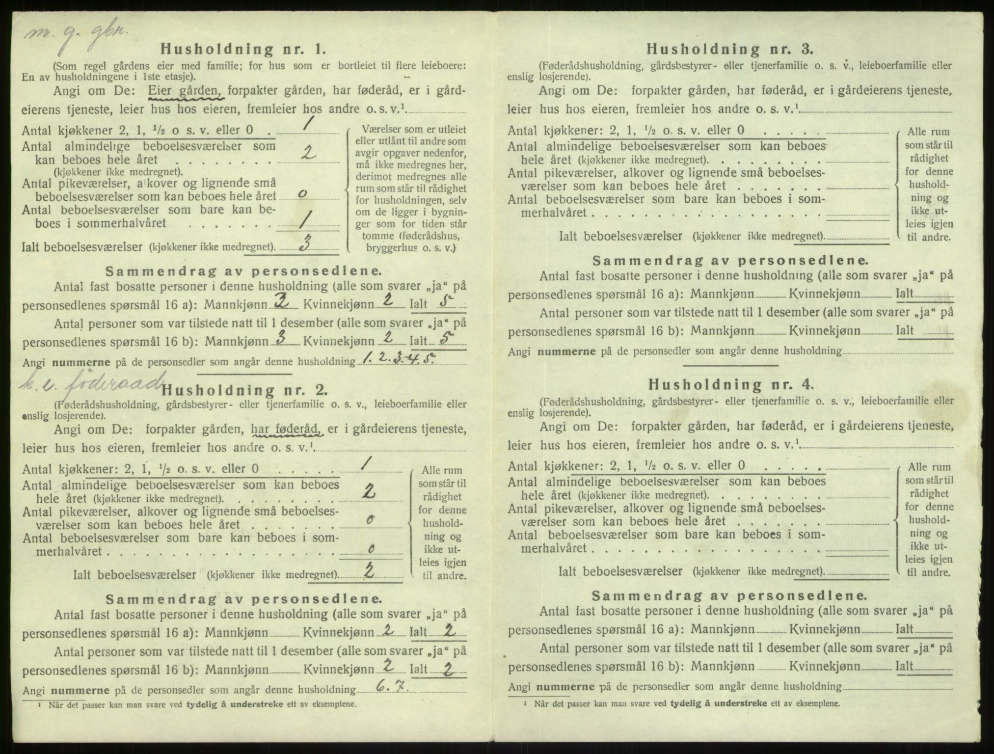 SAB, 1920 census for Gulen, 1920, p. 620