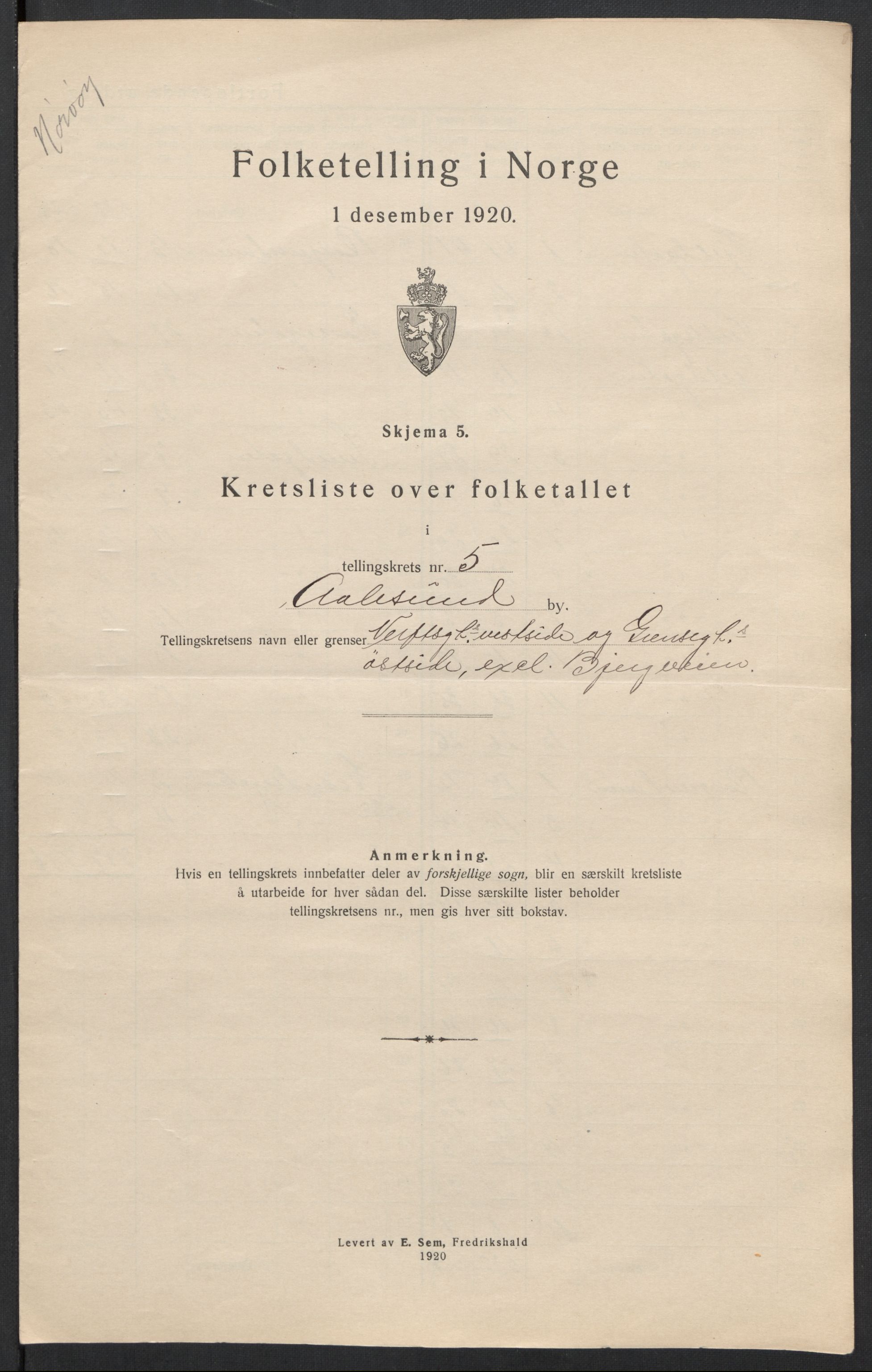 SAT, 1920 census for Ålesund, 1920, p. 18