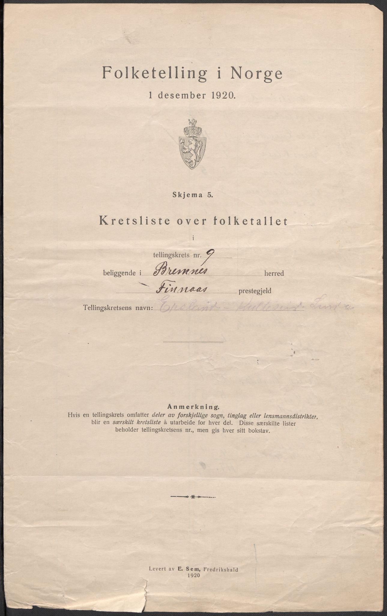 SAB, 1920 census for Bremnes, 1920, p. 29