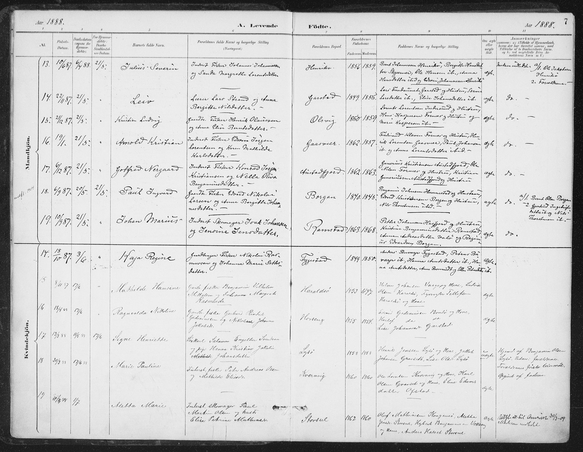 Ministerialprotokoller, klokkerbøker og fødselsregistre - Nord-Trøndelag, AV/SAT-A-1458/786/L0687: Parish register (official) no. 786A03, 1888-1898, p. 7