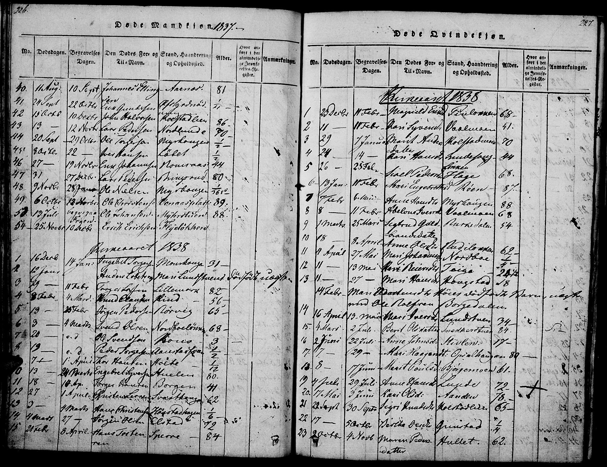 Ringebu prestekontor, SAH/PREST-082/H/Ha/Haa/L0004: Parish register (official) no. 4, 1821-1839, p. 226-227