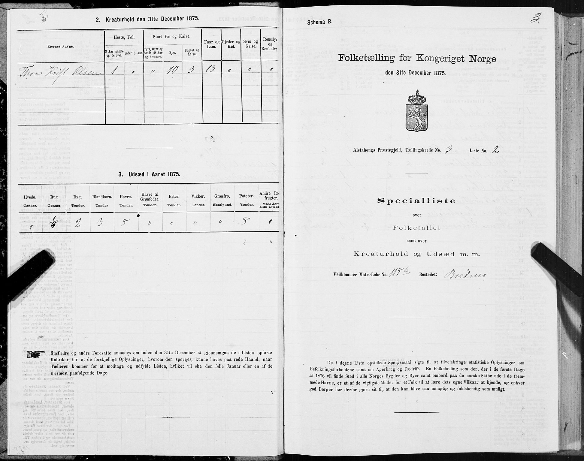 SAT, 1875 census for 1820P Alstahaug, 1875, p. 3003