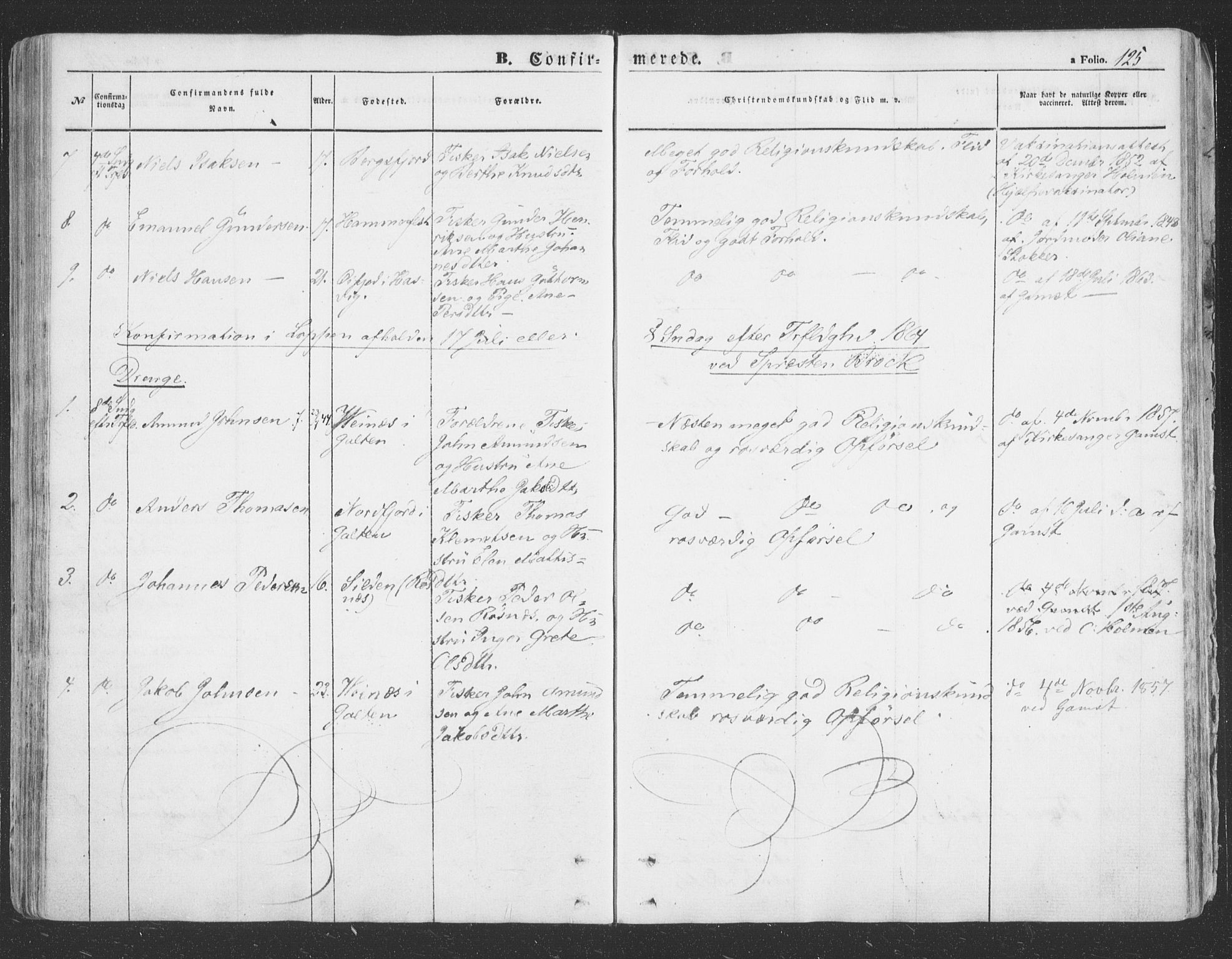 Loppa sokneprestkontor, SATØ/S-1339/H/Ha/L0004kirke: Parish register (official) no. 4, 1849-1868, p. 125