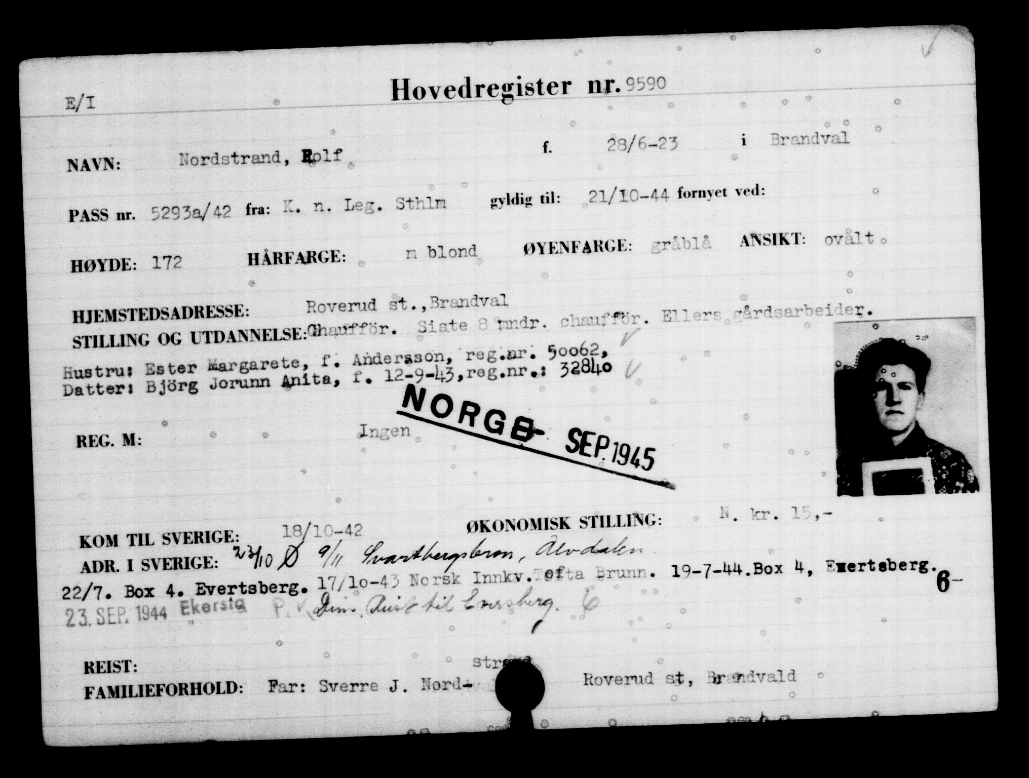 Utenriksstasjonene, Legasjonen i Stockholm, Flyktningkontoret, AV/RA-S-6753/V/Va/L0006: Kjesäterkartoteket, flyktninger med registreringsnr. 9400-12711, 1940-1945, p. 210