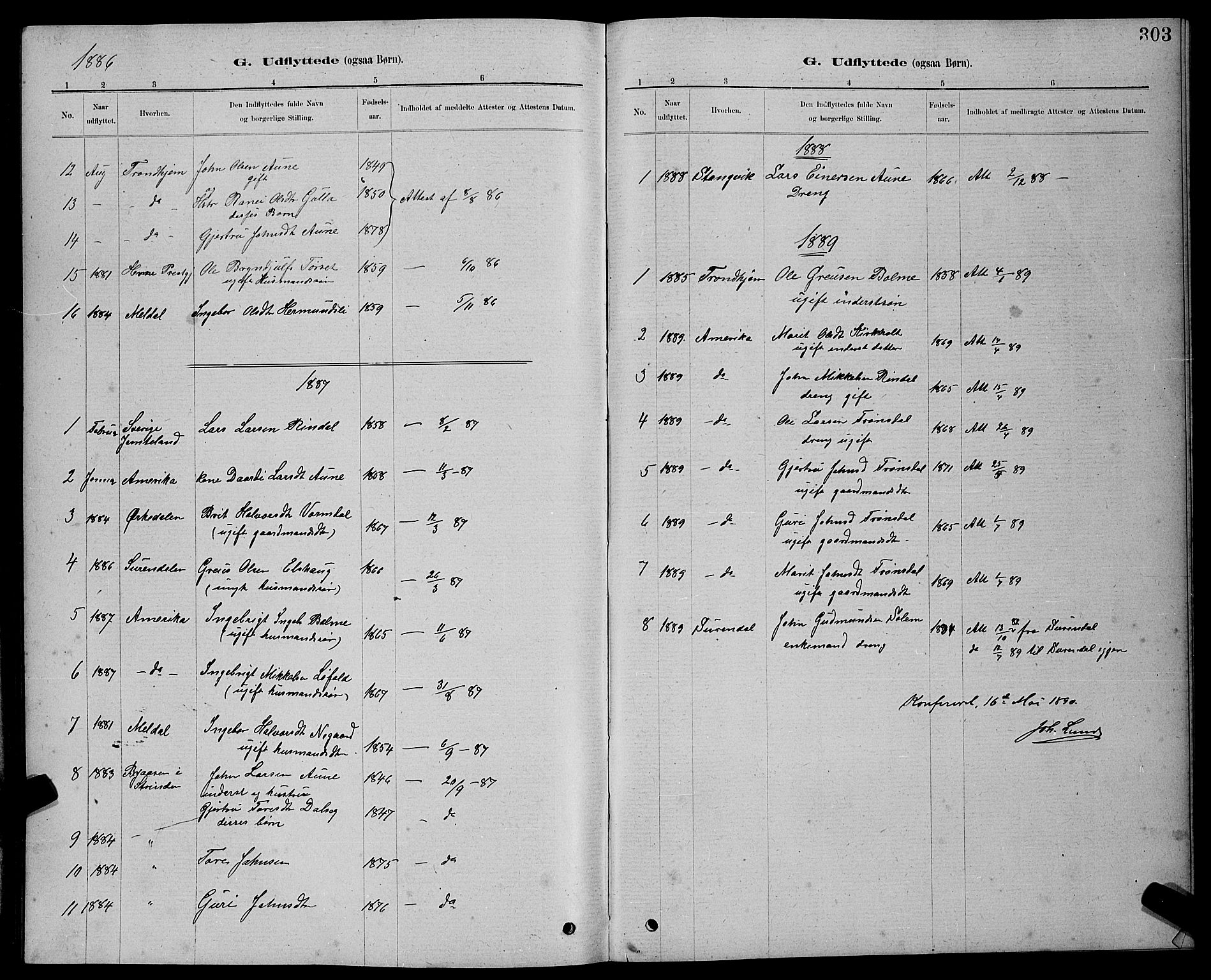 Ministerialprotokoller, klokkerbøker og fødselsregistre - Møre og Romsdal, AV/SAT-A-1454/598/L1077: Parish register (copy) no. 598C02, 1879-1891, p. 303