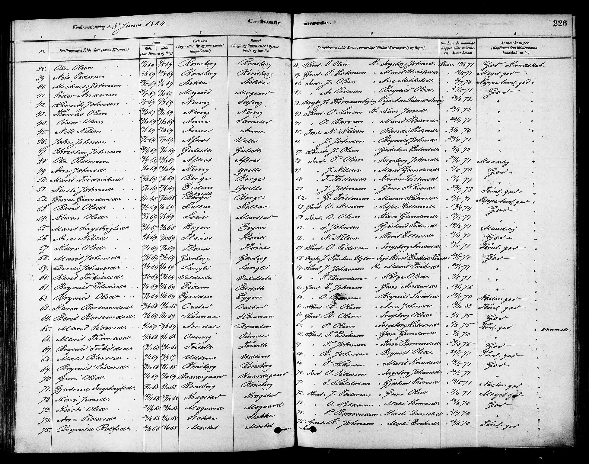 Ministerialprotokoller, klokkerbøker og fødselsregistre - Sør-Trøndelag, SAT/A-1456/695/L1148: Parish register (official) no. 695A08, 1878-1891, p. 226